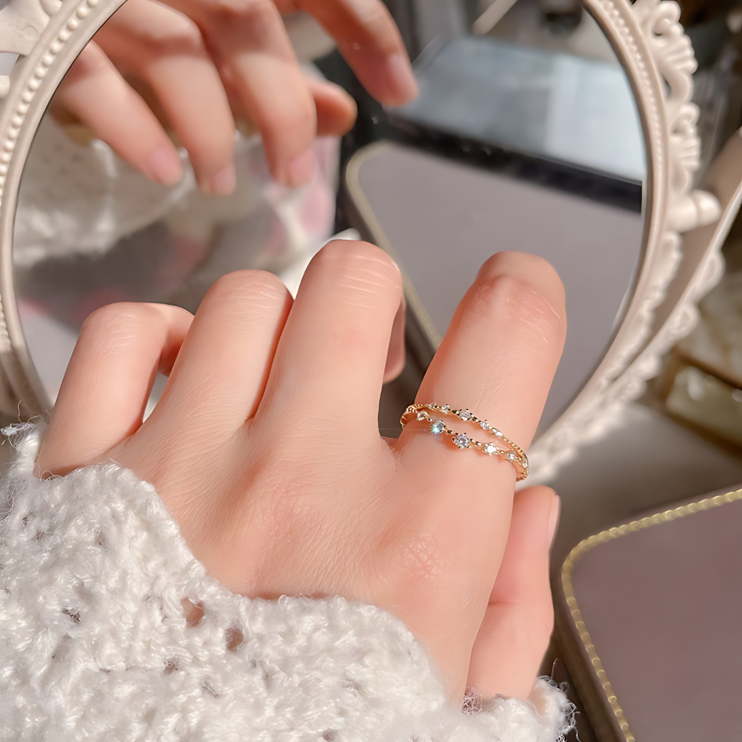 18K Gold Curved Eternity Stackable Wedding Band Ring for Women - Dainty Minimalist V-Shaped Ring for Stacking, Anniversary Gift, Bridal Jewelry | Perfect for Everyday Wear, Date Nights & Special Occasions