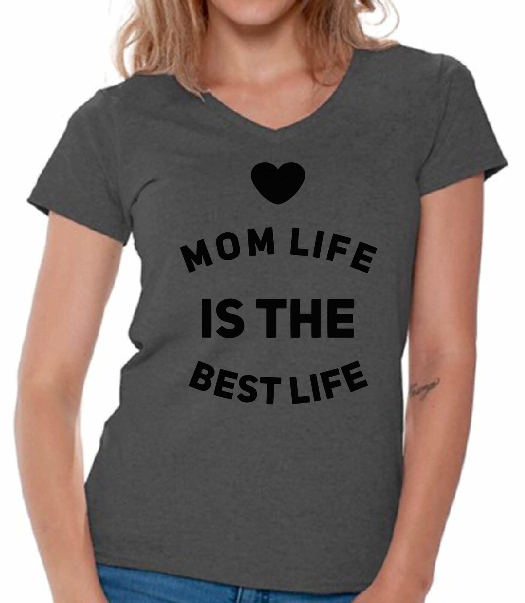 Mom Life V-Neck T-Shirt - Best Gift for Mother's Day, Birthday, or Everyday Wear - Comfortable & Stylish Mom Apparel