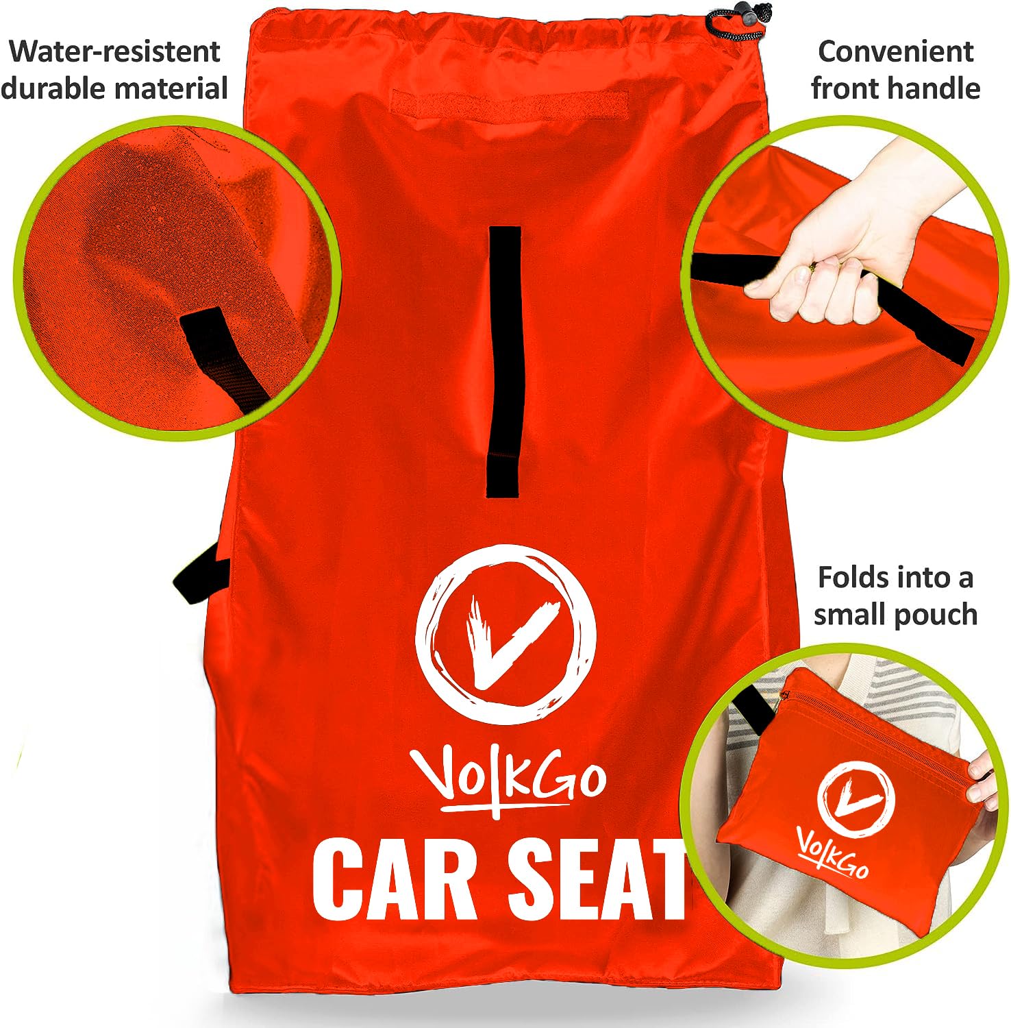 V VOLKGO Airplane Car Seat Travel Bag - Durable, Lightweight & Easy Carry Gate Check Bag for Airplane Travel - Perfect for Protecting Car Seats During Flights, Road Trips & Storage