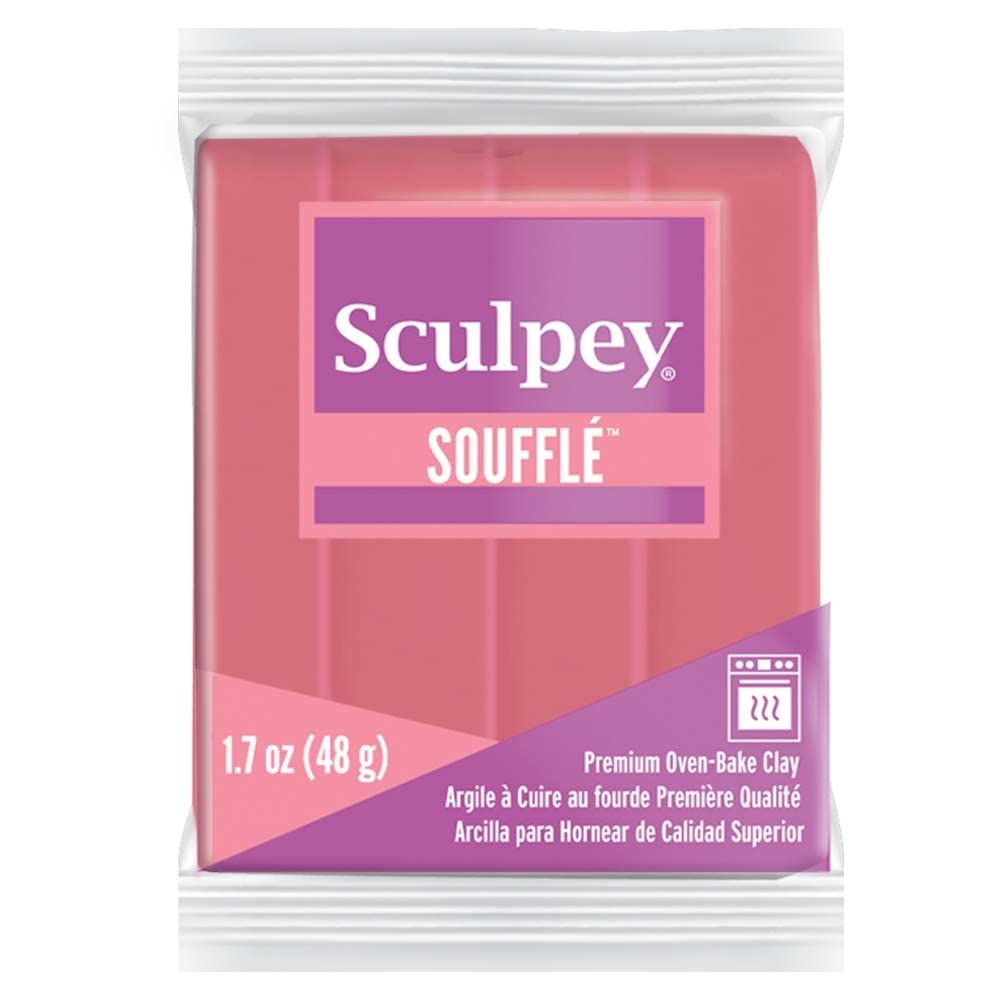 Sculpey Soufflé Polymer Oven-Bake Clay - Guava Pink, Non-Toxic, 1.7 oz Bar | Premium Lightweight Modeling Clay for Jewelry Making, DIY Crafts, Holiday Decorations & Mixed Media Art | Perfect for Handmade Earrings, Ornaments & Creative Projects
