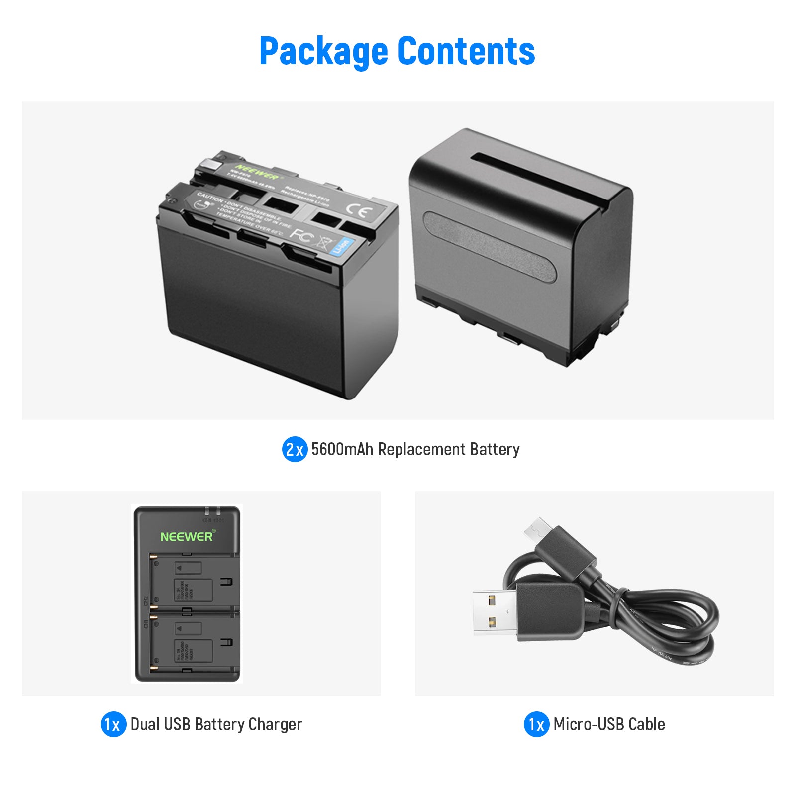 NEEWER NP-F750 2-Pack 5600mAh Replacement Battery for Sony Cameras - Perfect for Sony Alpha, Handycam & Digital Cameras (Extended Shooting & Travel Photography)