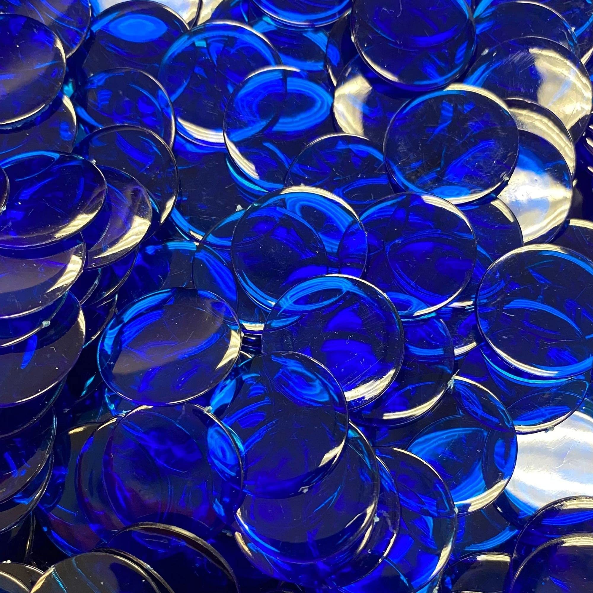 MR CHIPS Plastic Bingo Chips - 300 Count Bag with Solid & Transparent Colors (7/8 Inch) - Perfect for Bingo Games, Casino Nights, Math Counting, and Classroom Activities - Transparent Blue