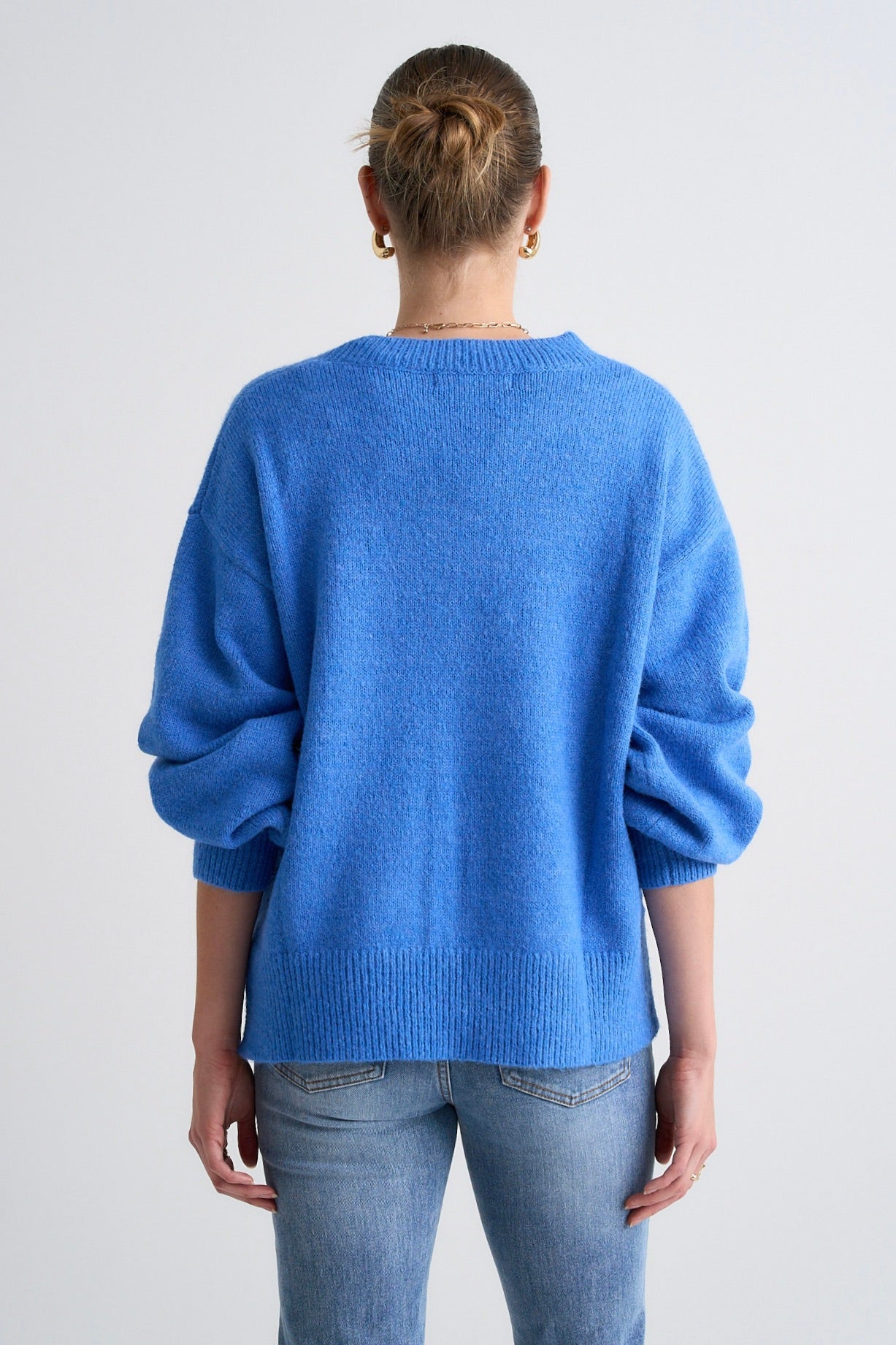 Harvest Azure Blue V-Neck Knit Jumper Sweater for Women | Soft Comfortable Pullover | Perfect for Fall, Winter & Casual Outfits