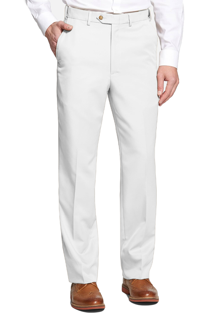 Premium Microfiber Self-Sizing Flat Front Short Rise Men's Pants - Comfortable Stretch Fit for Office, Travel & Casual Wear