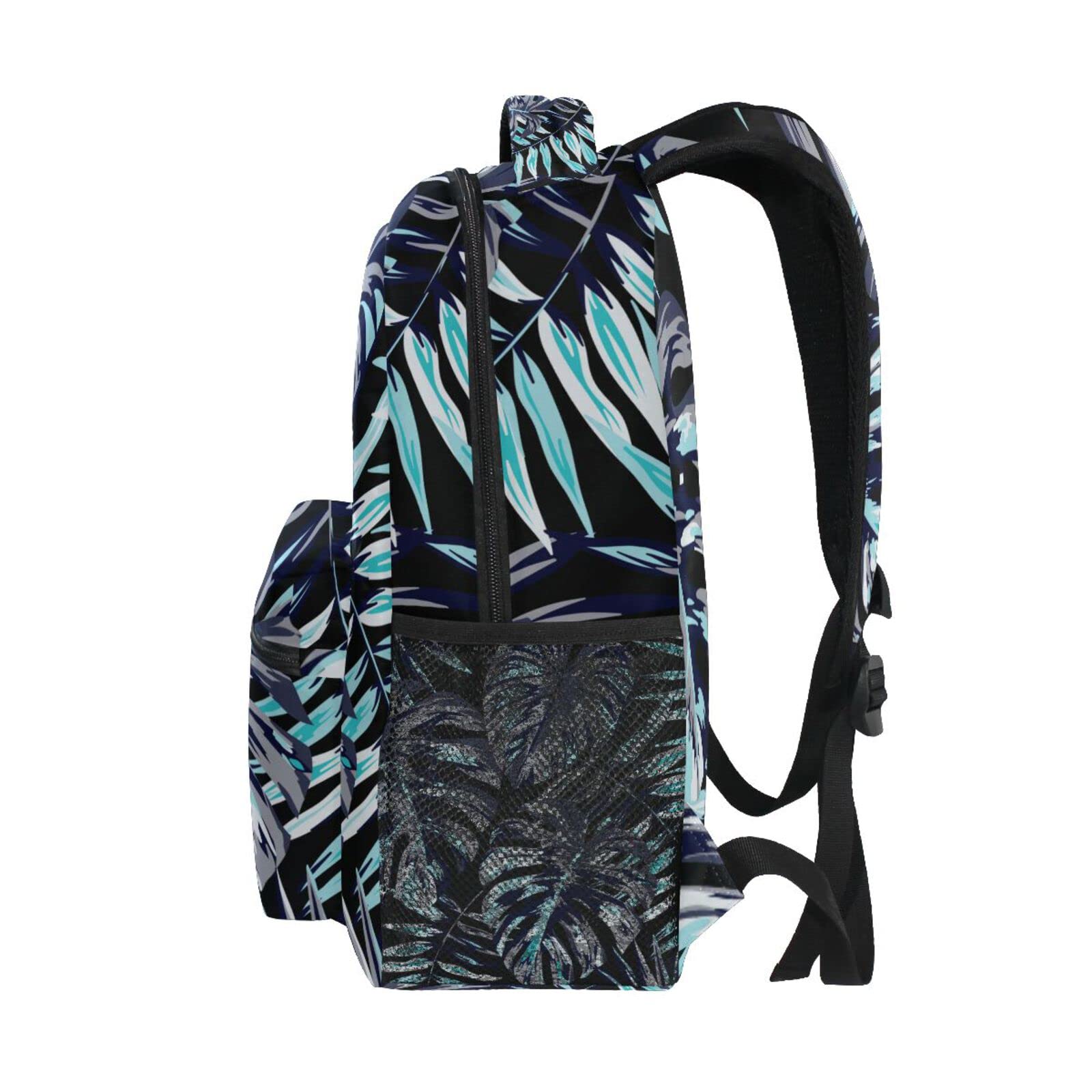 ACPIGGTO Backpack - Lightweight Daypack Shoulder Bag for Gym, Sports & Travel - Navy Blue with Tropical Palm Leaves Design - Unisex Casual Backpack for Men & Women - Perfect for Workout, Hiking, School & Daily Commute