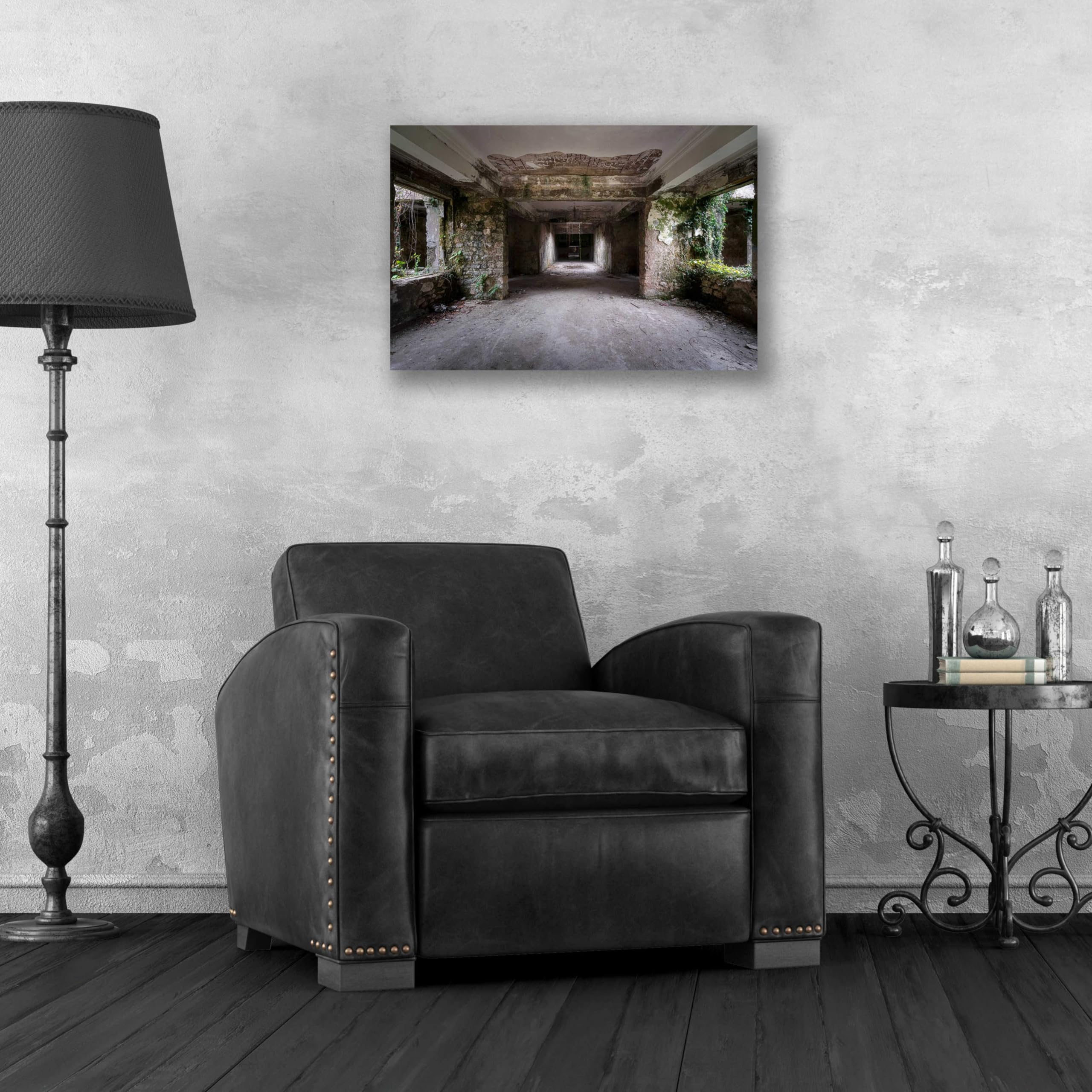 Scary Dark Hall Acrylic Glass Wall Art by Roman Robroek - 24x16 Inches Modern Horror Painting for Living Room, Bedroom & Office Decor