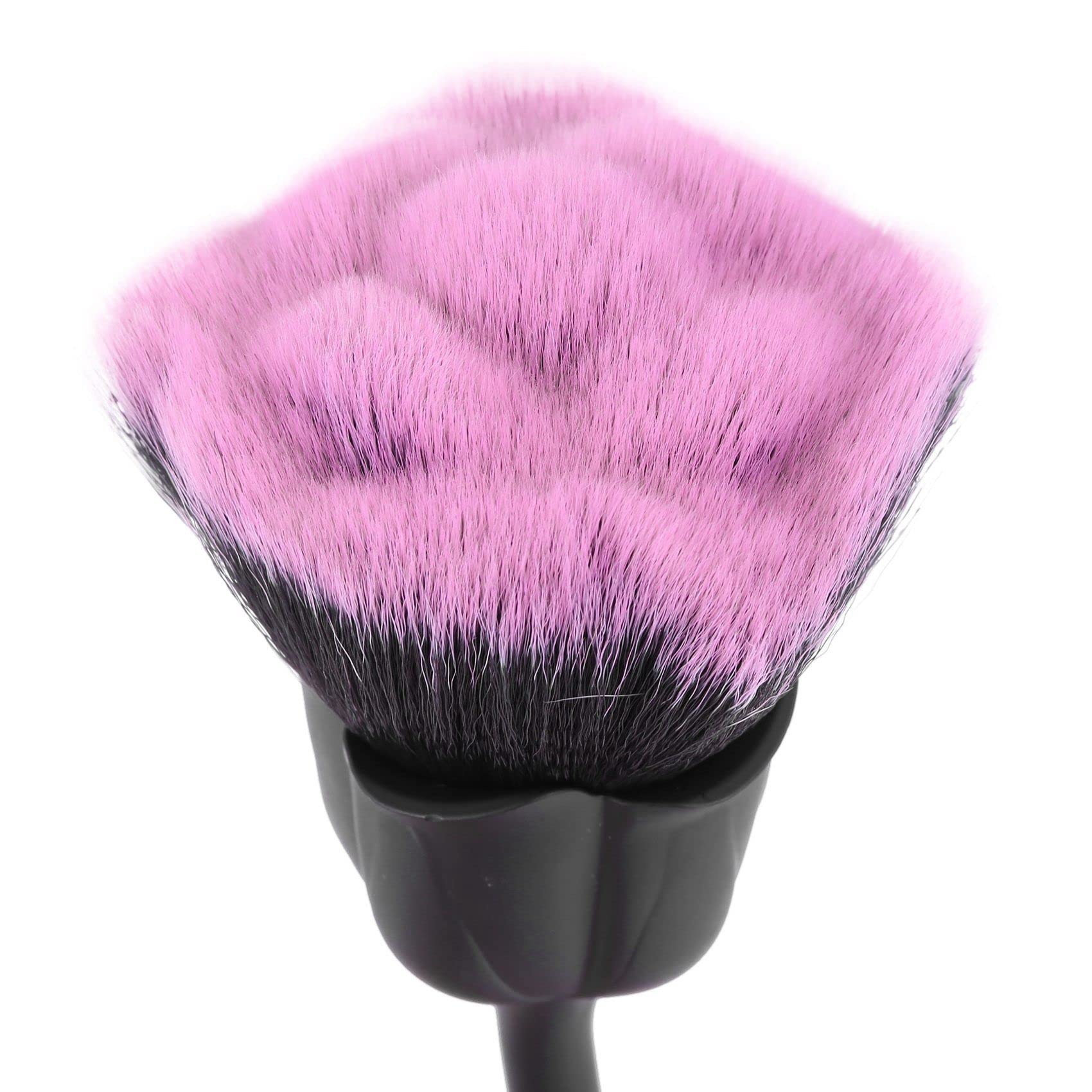 Guindxan 2X Nail Dust Brush - Professional Nail Art Cleaning Brush & Blush Brush Set (Pink & Black) for Manicure, Pedicure & Makeup Application
