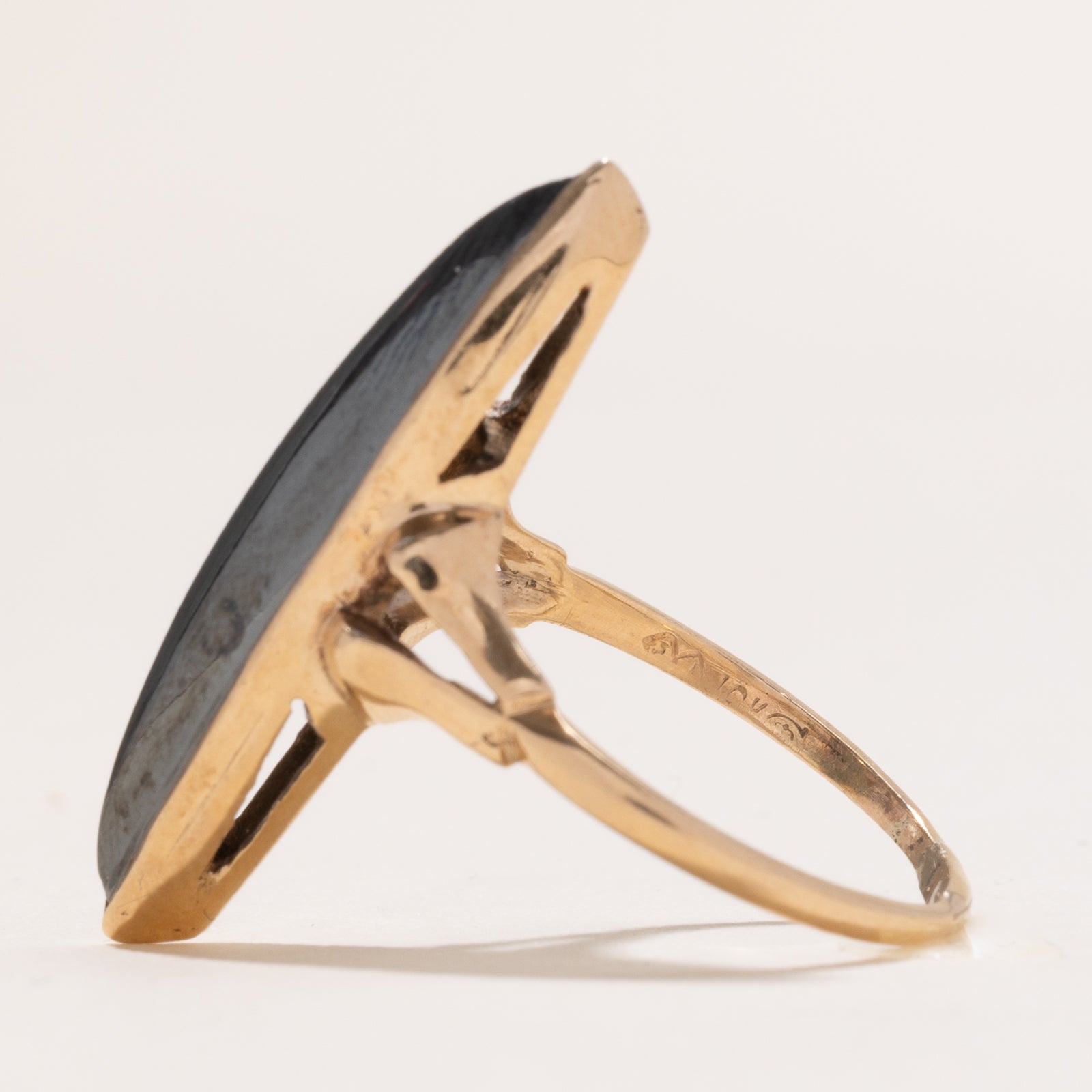 6.50ct Hematite Navette Ring Size 8.5 - Elegant Gothic Jewelry for Women, Perfect for Evening Parties & Special Occasions