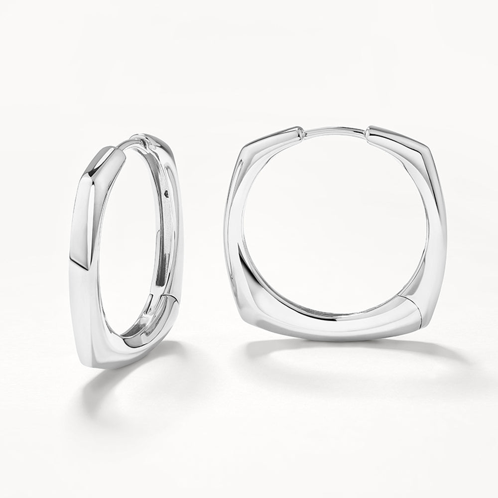 Sterling Silver Maxi Square Edge Hoops - Elegant Statement Earrings for Women | Perfect for Parties, Weddings & Everyday Wear