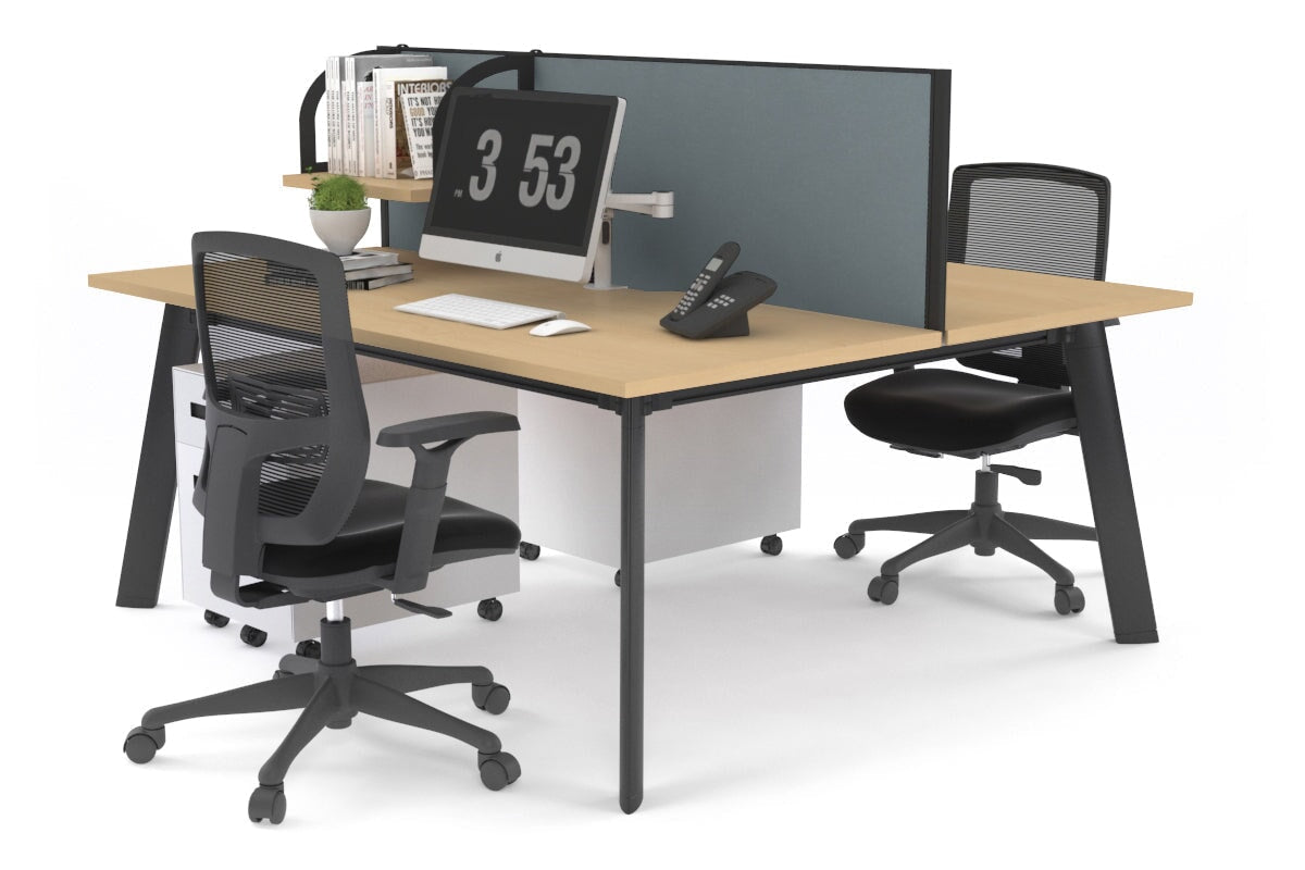 2 Person Workstation with Black Frame - 1200L x 800W Office Desk with Cable Management | Perfect for Home Office, Coworking Spaces & Small Business Teams
