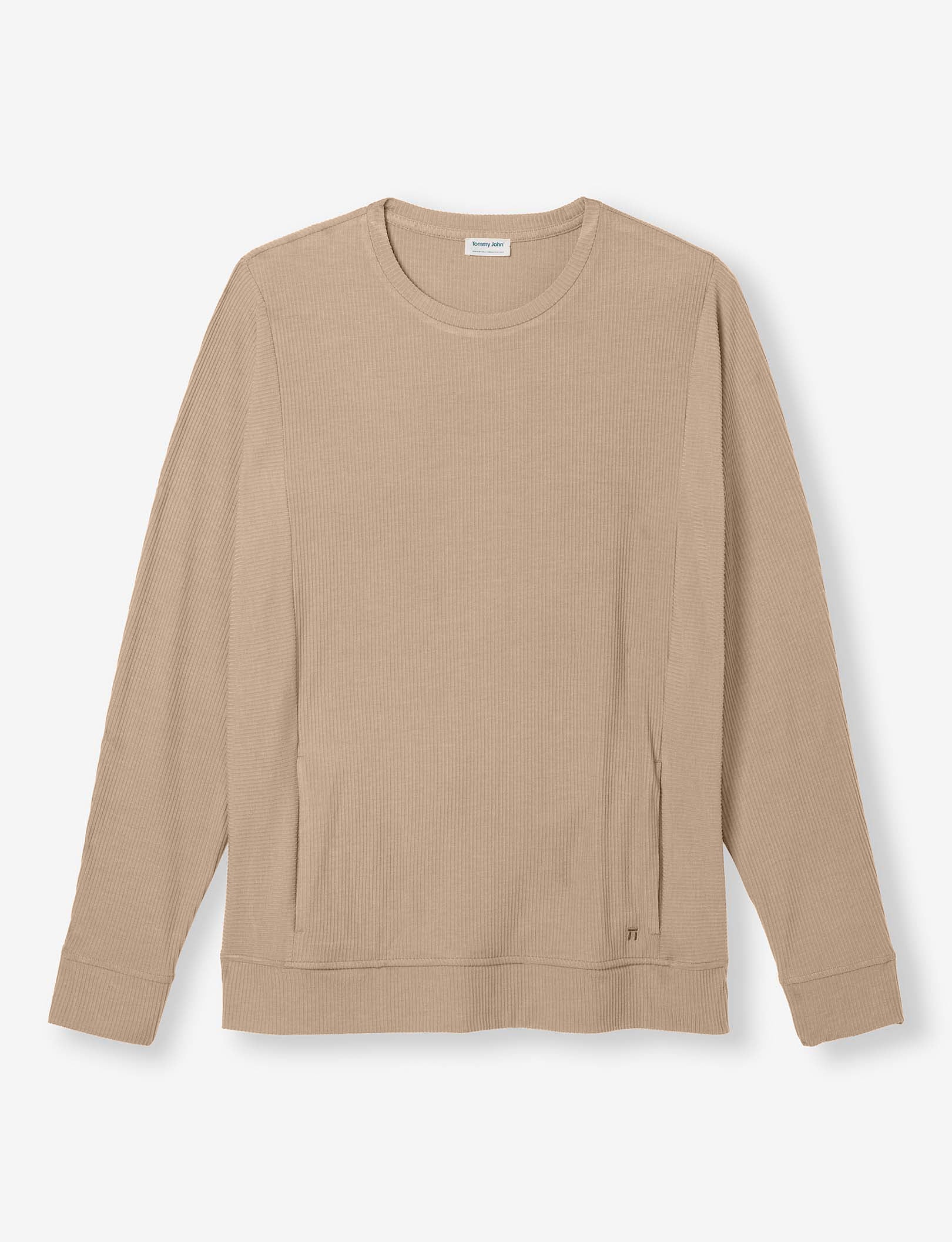 Zen Ribbed Crew Neck Sweatshirt for Women - Soft Cotton Blend Pullover for Casual Wear, Loungewear & Street Style Fashion