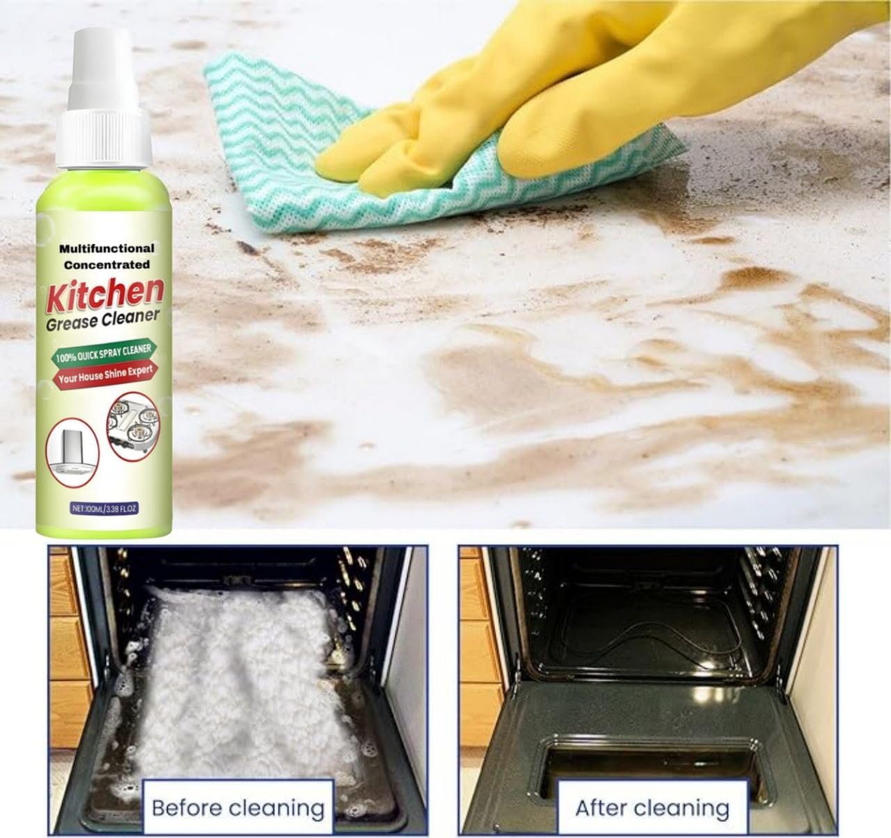 Multifunctional Concentrated Cleansing Lotion - High-Performance Kitchen & Bathroom Cleaner (110ml) | Perfect for Stain Removal, Grease Cutting & Surface Disinfection
