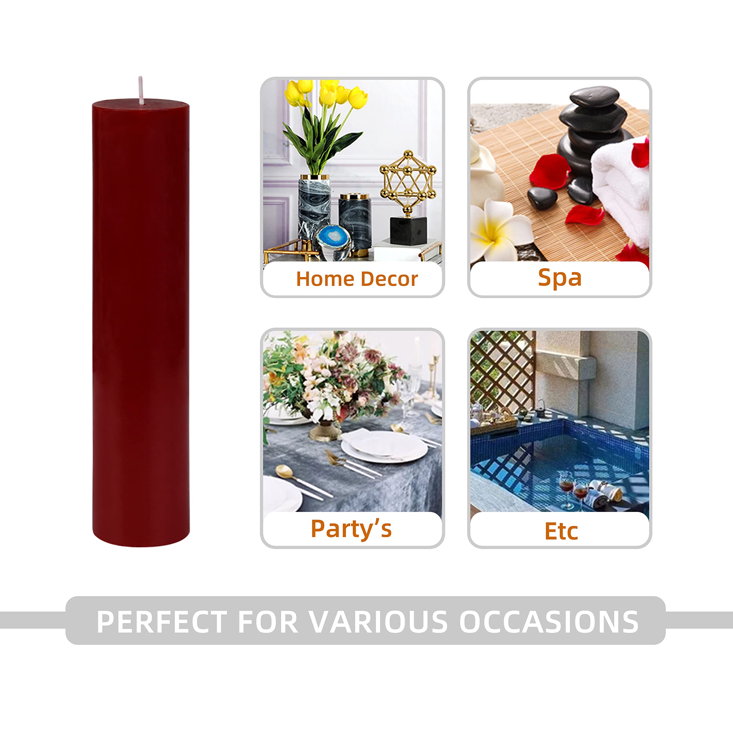 2-Pack Red Pillar Candles, 9 Inches Tall - Perfect for Weddings, Parties, and Home Decor