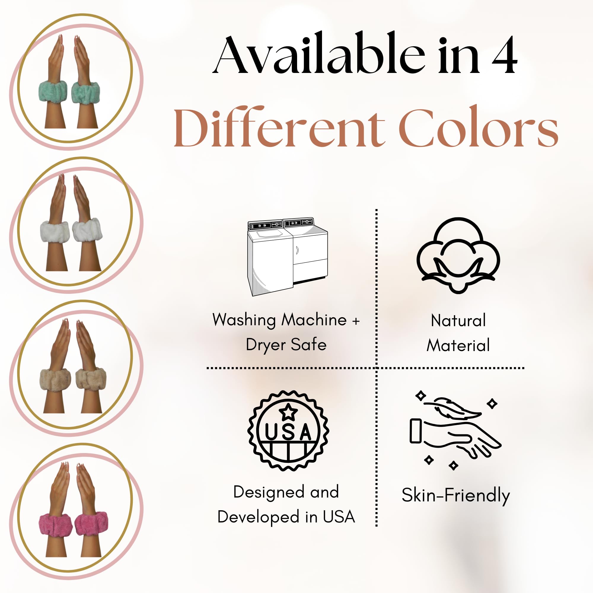 100% Cotton Original Skincare Wristbands for Face Washing - Most Absorbent & Stretchable Face Wash Bands (USPTO Patented) - Perfect for Spa, Skincare Routine & Makeup Removal