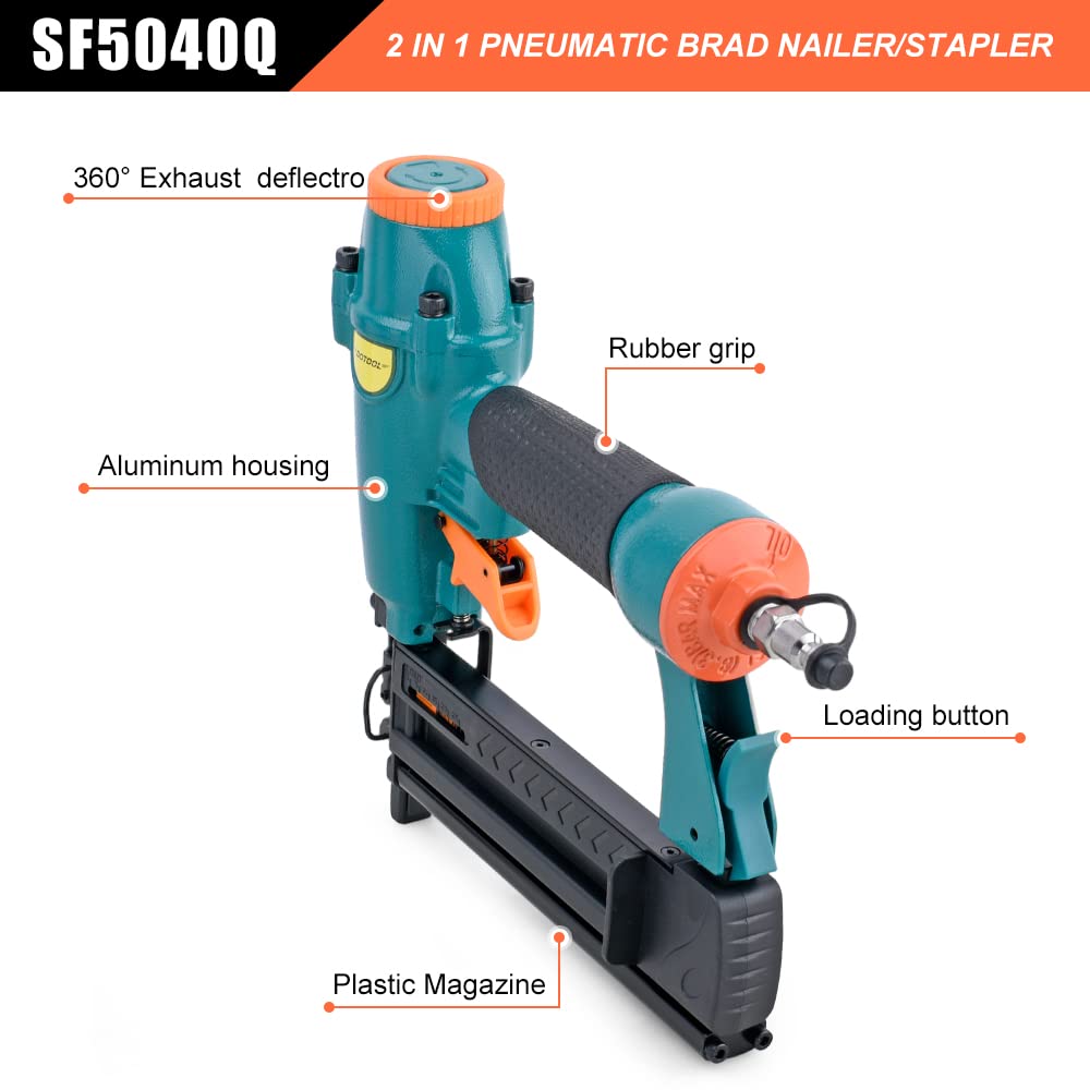 18 Gauge Pneumatic Brad Nailer & Stapler - 2-in-1 Tool for 5/8