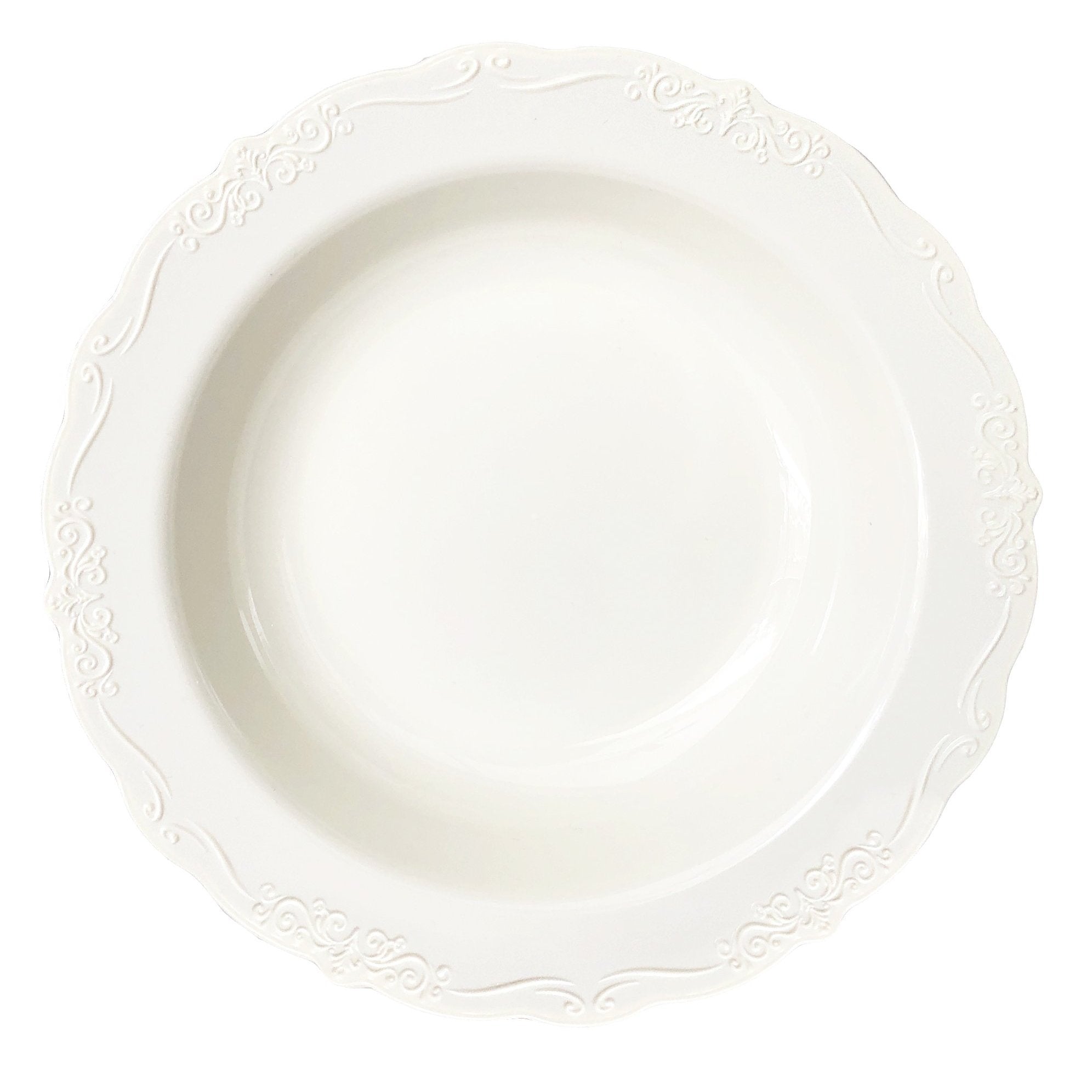 Vintage Round Plastic Dinner Plates - Cream Color, 10-Inch Disposable Plates for Parties, Picnics & Outdoor Dining - Elegant & Durable Tableware for Weddings, BBQs & Family Gatherings