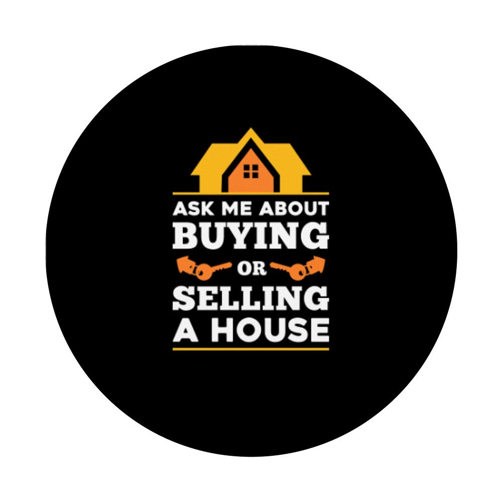 Ask Me About Buying or Selling a House PopSockets Phone Grip & Stand - Reusable Phone Holder for iPhone, Samsung, Tablets - Perfect for Real Estate Agents, Open Houses & Home Showings