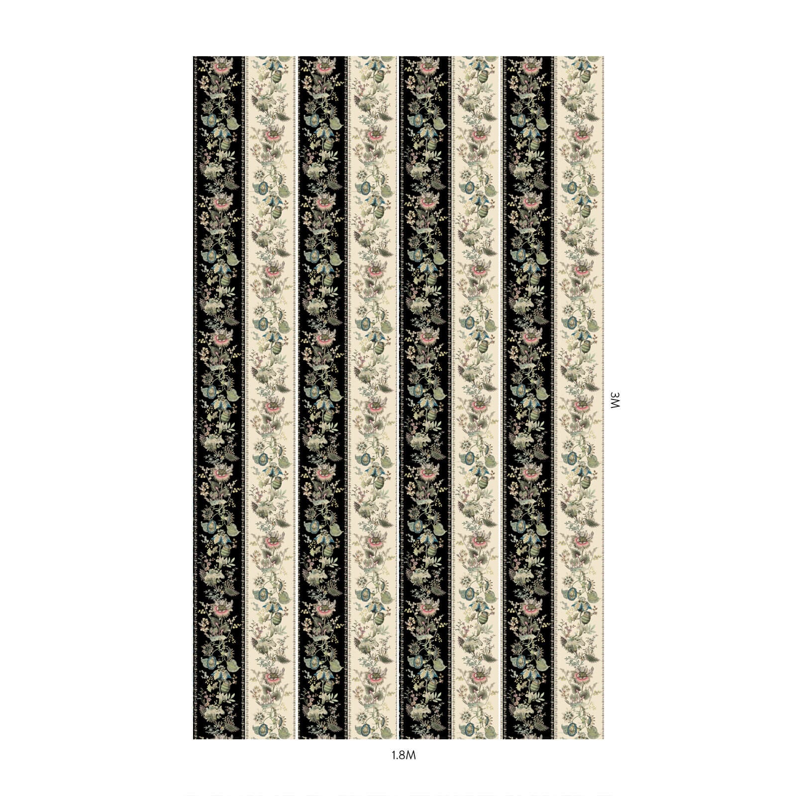 FLORA FANTASIA Noir Stripe Wallpaper - Premium Peel & Stick Wall Mural for Bedroom, Living Room & Home Decor