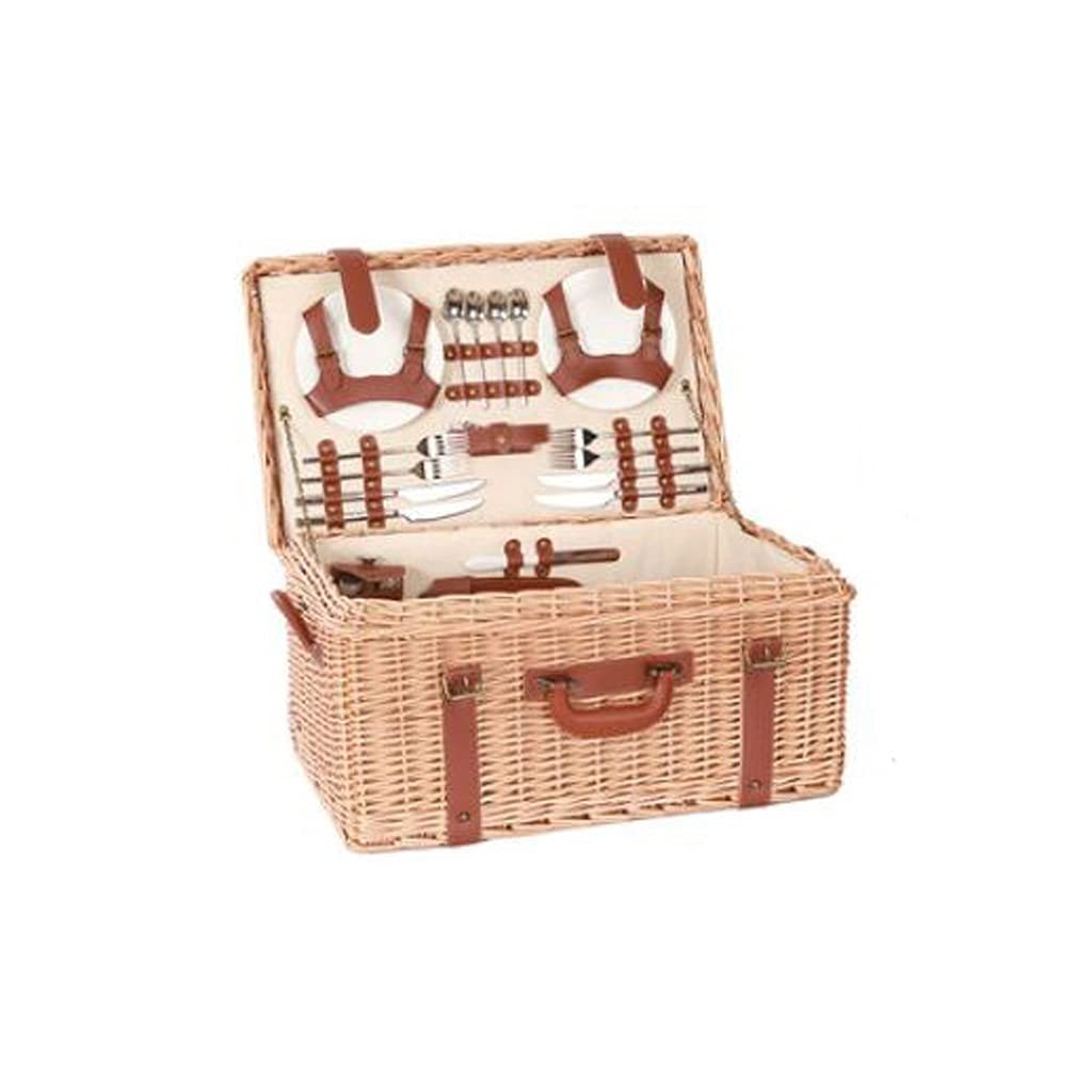 Premium Handmade Wicker Picnic Basket with Cutlery Set - Ideal for Outdoor Picnics, Camping Trips, Beach Parties & Holiday Gatherings (Christmas, Birthday, Anniversary) - Durable & Stylish for All-Weather Use (Color: A)