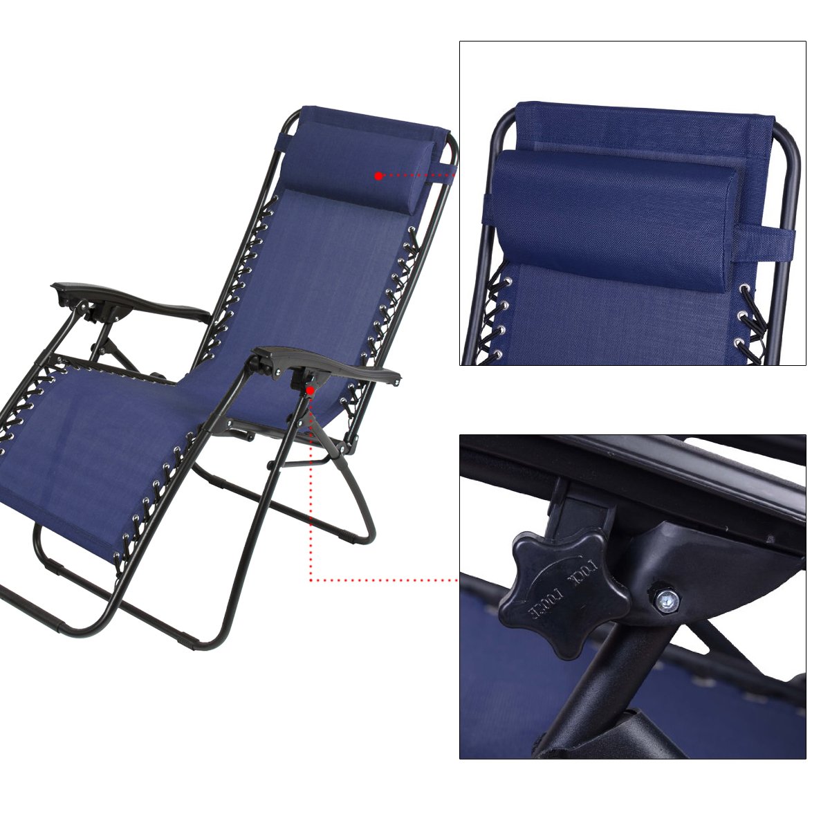 Zero Gravity Recliner Lounge Chair - 2 Pack Outdoor Patio Pool Chairs - Adjustable & Portable - Perfect for Backyard, Beach, Camping (Blue)