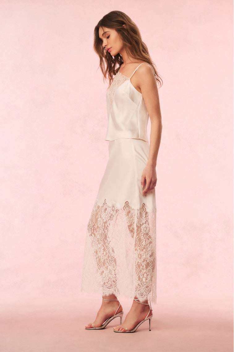 Constantina Satin Lace Cami Top for Women - Elegant Lace Trim Sleeveless Blouse - Perfect for Date Night, Party & Special Occasions