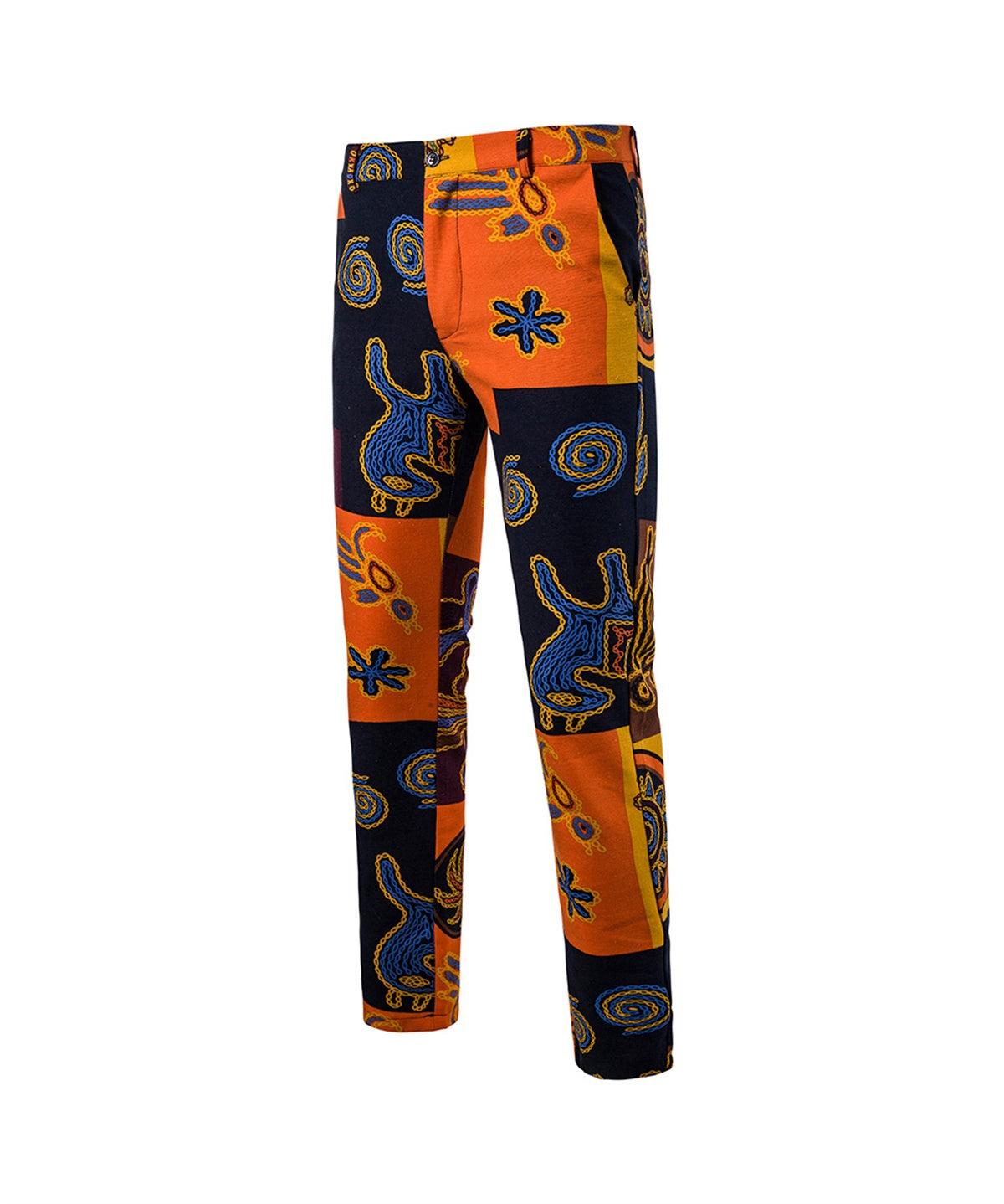 2 Piece Men's Two Button Ethnic Style Print Suit Set - Formal & Wedding Attire for Grooms, Parties & Special Occasions