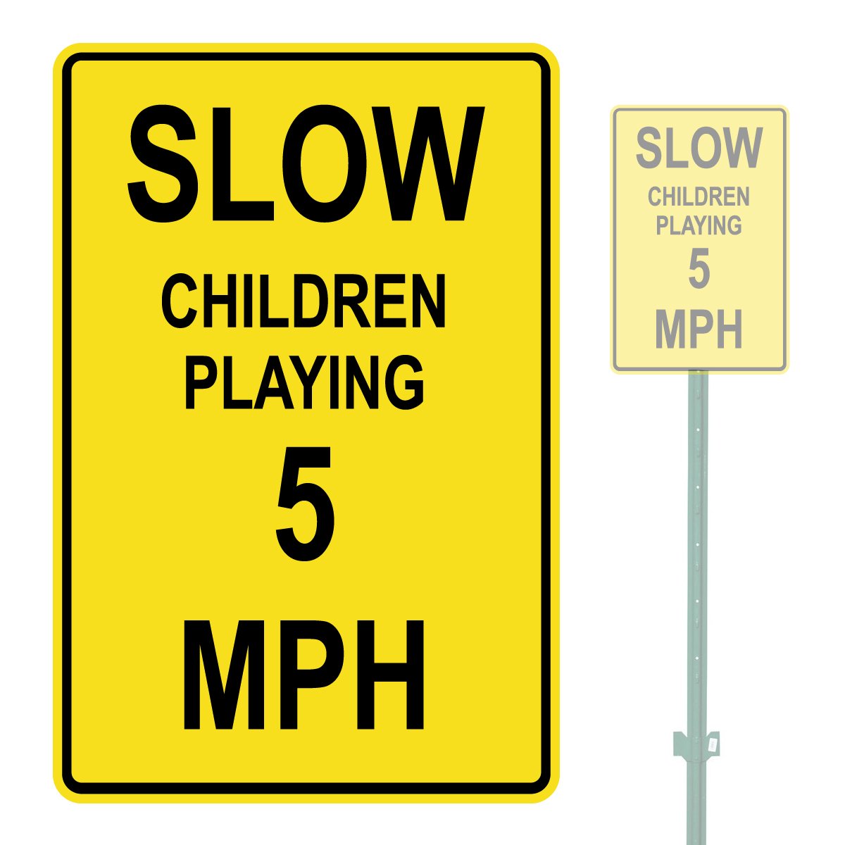 SLOW CHILDREN PLAYING 5 MPH Heavy Duty Aluminum Warning Sign 10