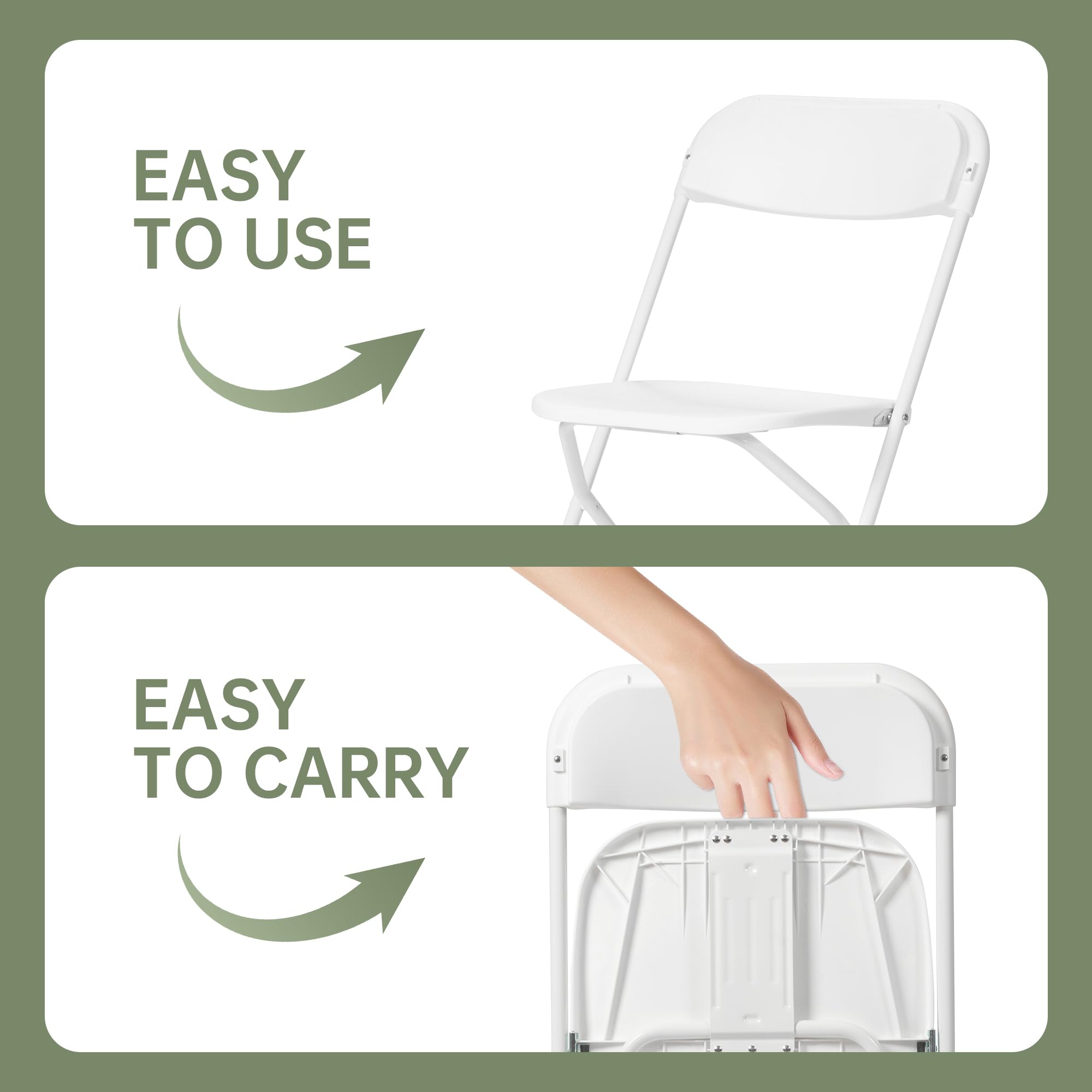 20 PCS Heavy Duty Plastic Folding Chairs - 650 LB Capacity, Stackable & Portable Commercial Chairs for Wedding, Party, Banquet, Outdoor & Indoor Events - Premium White Folding Chairs for Home, Office, Restaurant, and Event Venues