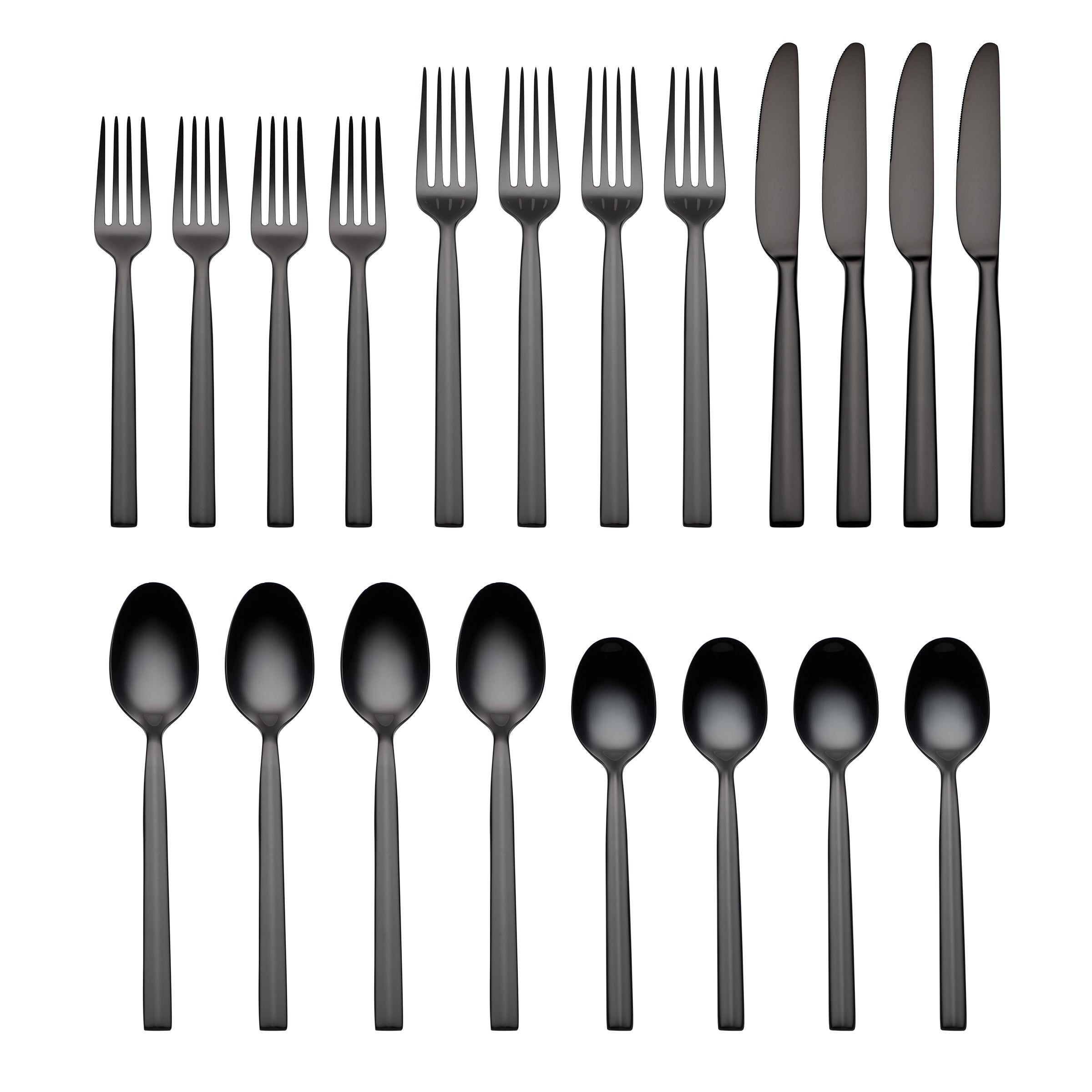 Premium Aero Black Mirror 20-Piece Flatware Set - Stainless Steel Cutlery Set for 5 People, Elegant Dining Utensils for Restaurants, Weddings & Dinner Parties