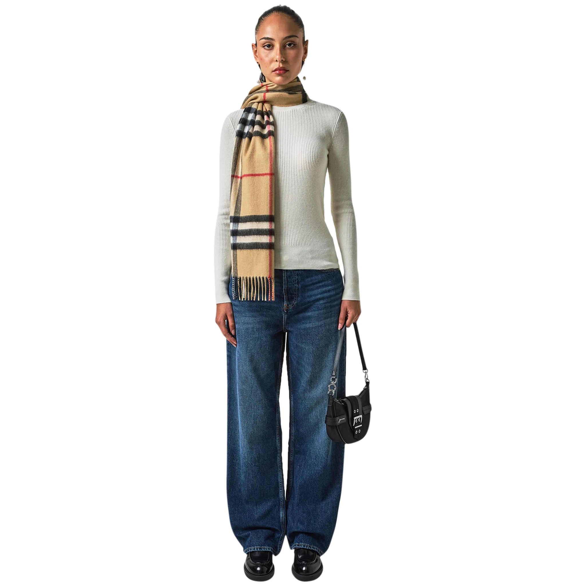 Burberry Check Cashmere Scarf - Luxury Soft Beige Plaid Wrap for Women & Men | Perfect for Winter Fashion, Travel & Gift Giving
