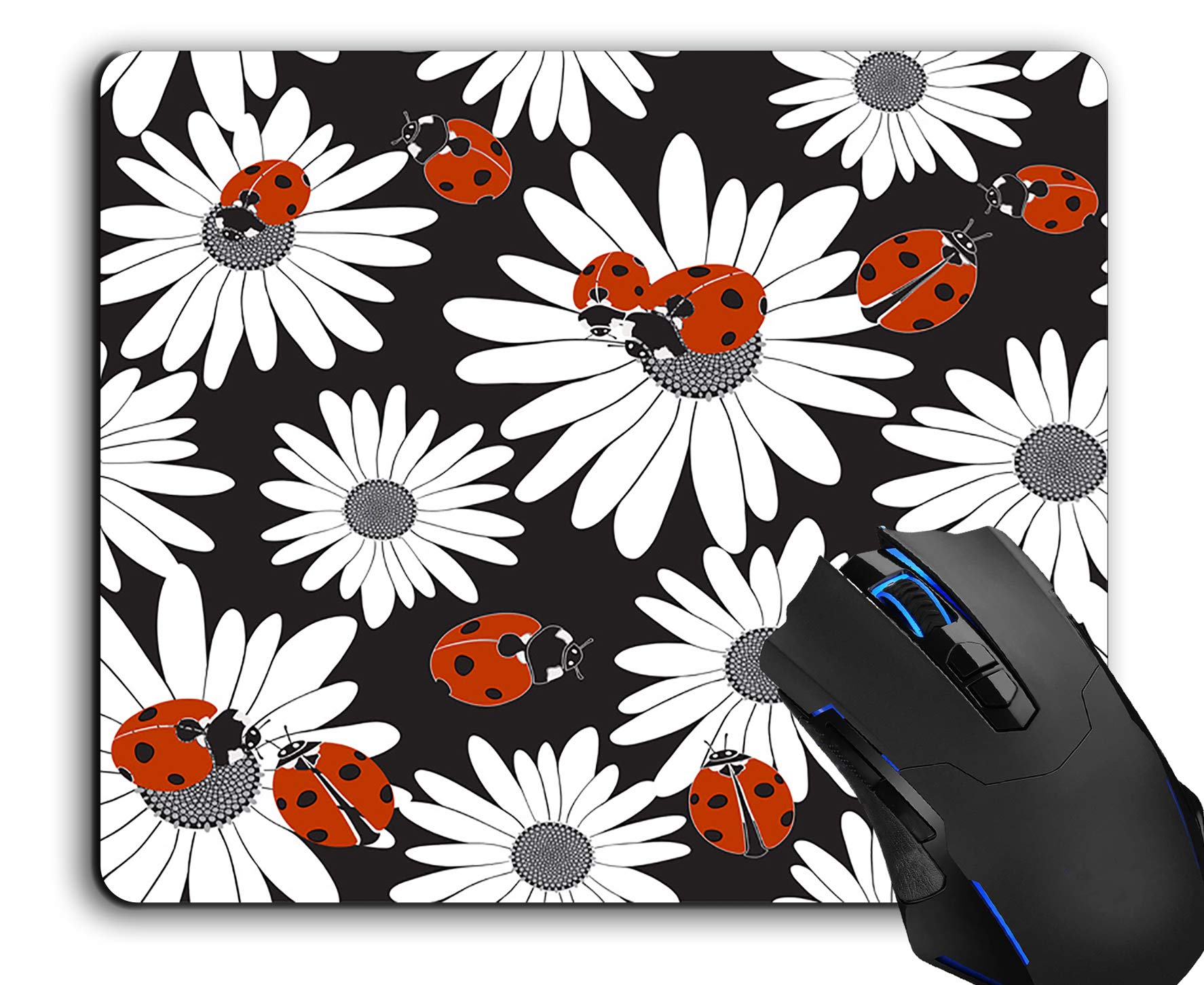 Ladybugs Non-Slip Rubber Base Mouse Pad - Cute Computer Desk Accessory for Laptop & PC Gaming, Office Work & Home Use