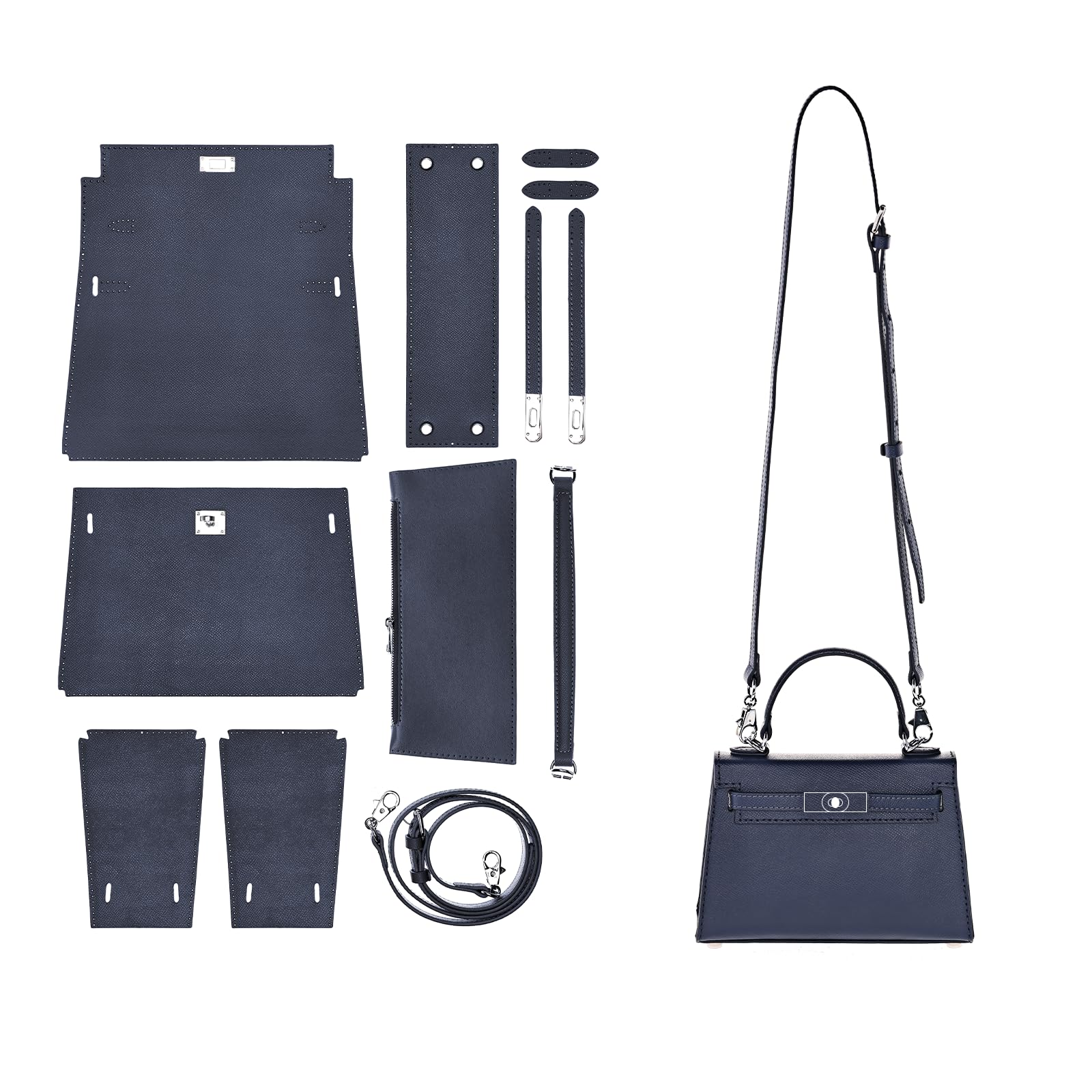 POPSEWING DIY Designer Bag Kit - Crossbody Shoulder Bag for Women, Handmade Purse Craft Kit - Perfect Gift for Mom, Girlfriend, Wife - Navy Blue - Great for Travel, Shopping & Everyday Use