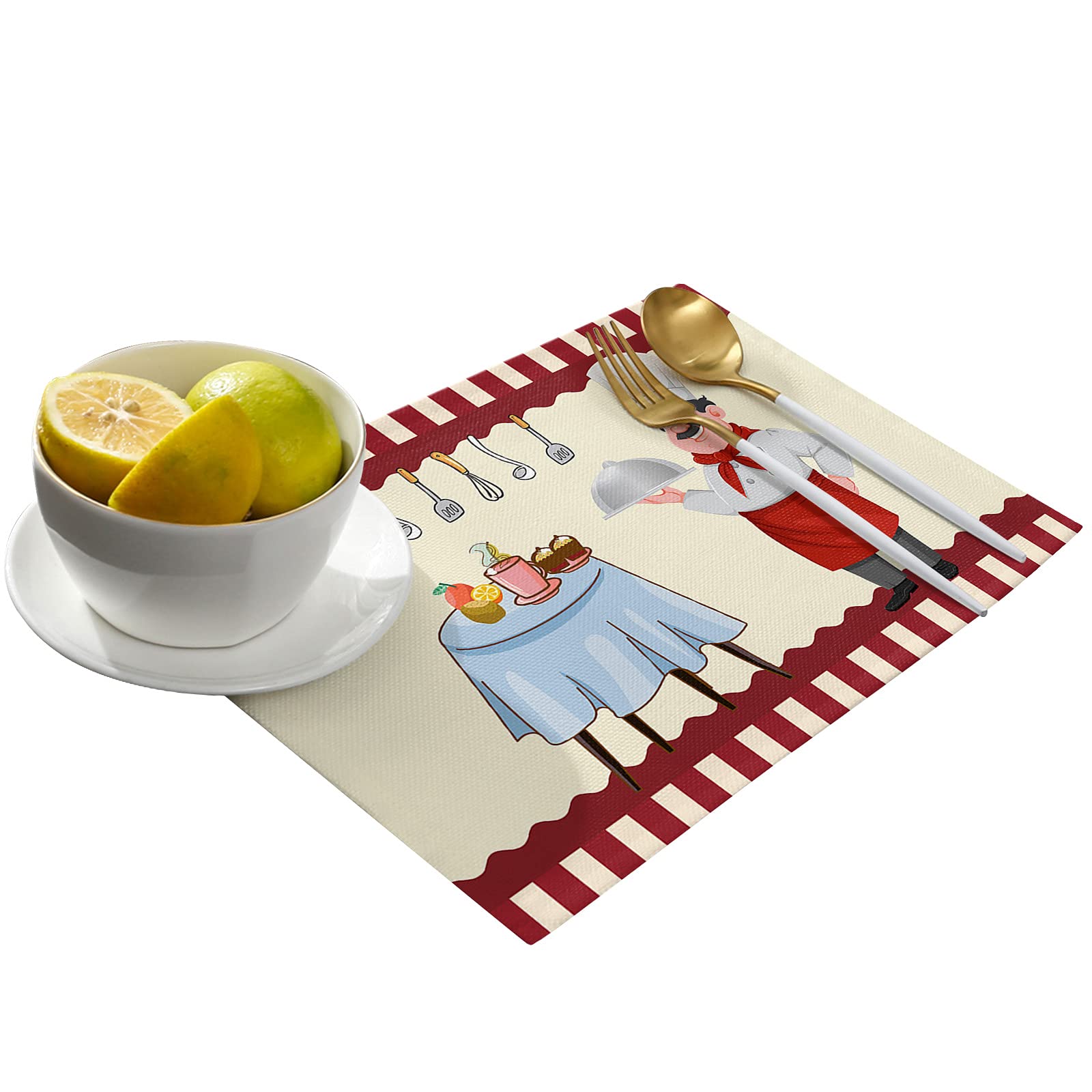Heat-Resistant Non-Slip Washable Kitchen Placemats Set of 4 - Premium Table Mats for Chefs, Gourmet Dining, Dessert & Cake Presentation - Ideal for Dinner Tables, Outdoor Weddings & Everyday Kitchen Use