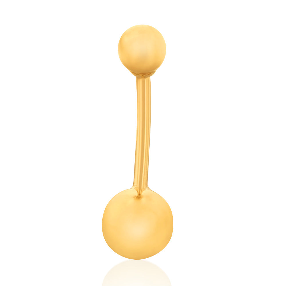 9ct Yellow Gold 4mm & 6mm Ball Belly Bar - Durable Belly Ring for Women, Hypoallergenic Navel Piercing Jewelry - Perfect for Everyday Wear, Parties & Beach Outfits
