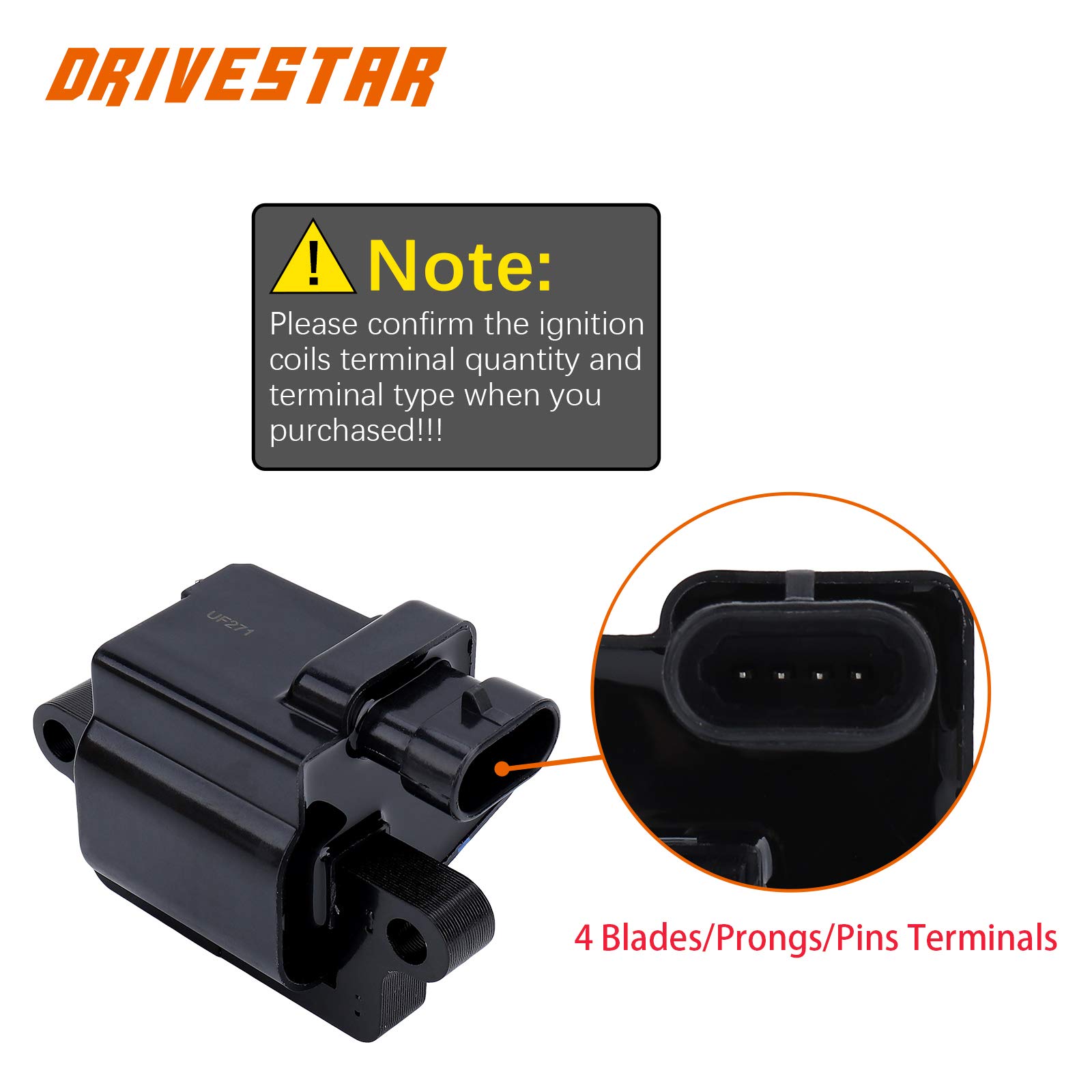 DRIVESTAR UF271 Ignition Coil Pack - Compatible with 1999-2007 Chevrolet Silverado 1500, 2003-2006 Express 1500, 2000-2006 Suburban 1500, 2000-2006 Tahoe, 2003-2007 GMC Savana 1500 - Replaces OEM# C1208 D581 - Perfect for Engine Performance & Tune-Up