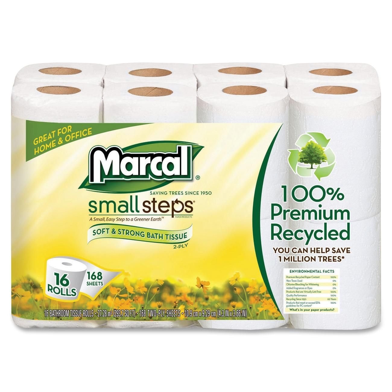 Marcal 16466CT Premium 2-Ply Bath Tissue - 168 Sheets per Roll, 96 Rolls per Case (White) | Soft & Strong Toilet Paper for Home, Office & Commercial Use