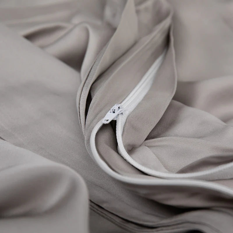 Premium Gray Bamboo Duvet Cover Set - Queen Size, 100% Organic Bamboo Fabric, Soft & Breathable Bedding - Perfect for Cozy Nights, Guest Rooms & Eco-Friendly Home Decor