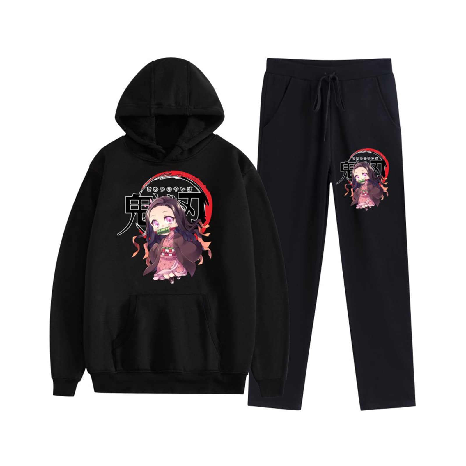 Demon Slayer Anime Hoodie and Sweatpants Set for Men - Casual 2-Piece Tracksuit with Manga Design | Perfect for Cosplay, Anime Conventions & Streetwear Fashion