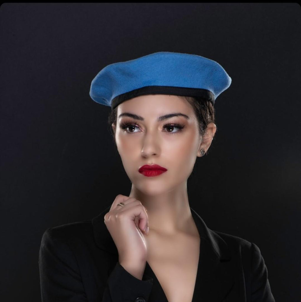 FW7773 Baby Blue Wool Beret - Soft & Warm Winter Hat for Women & Girls - Perfect for Outdoor Activities, Fashion & Photography