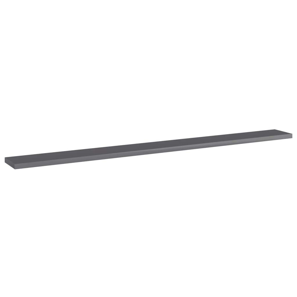 Modern Wall-Mounted Bookshelf Set of 4 - High Gloss Gray Chipboard Shelves 39.4