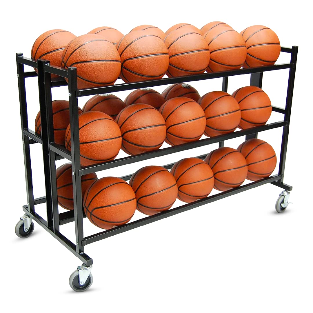 Trigon Sports Lockable Ball Storage Cart - Rolling Basketball Bin for Indoor & Outdoor Use - Heavy Duty Exercise Ball Holder for Gym, School, Club - Perfect for Organizing Sports Equipment in Home, Court or Training Facility