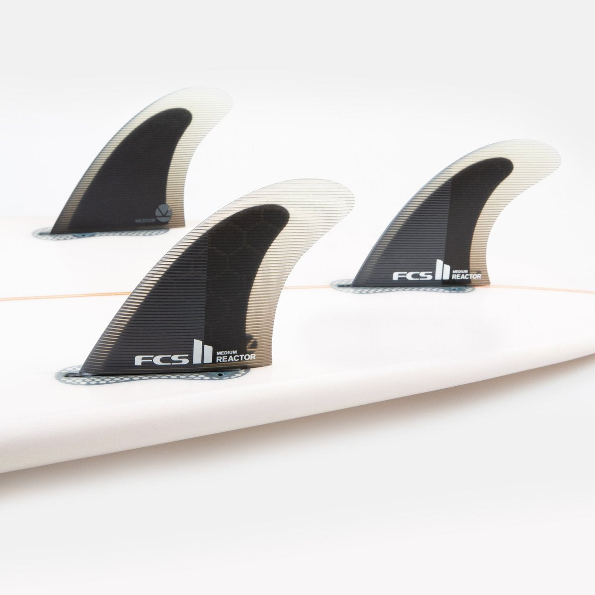FCS II THRUSTER Reactor PC Medium Charcoal/Black Tri Fins - High-Performance Surfboard Fins for Enhanced Speed & Control - Perfect for Small to Medium Waves & All-Around Surfing