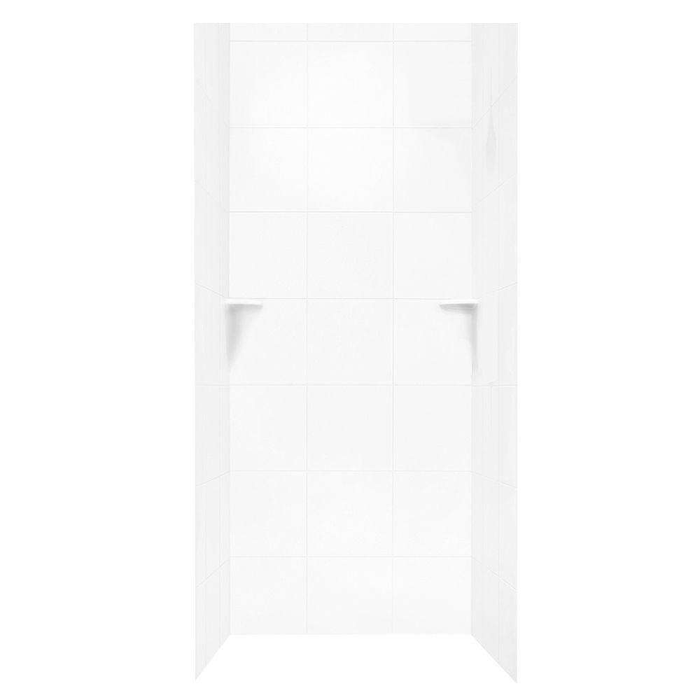 Swan SQMK963636.010 3-Panel Solid Surface Bathtub Wall Kit, 36x36x96 Inches, White - Perfect for Bathroom Renovations and Modern Home Upgrades