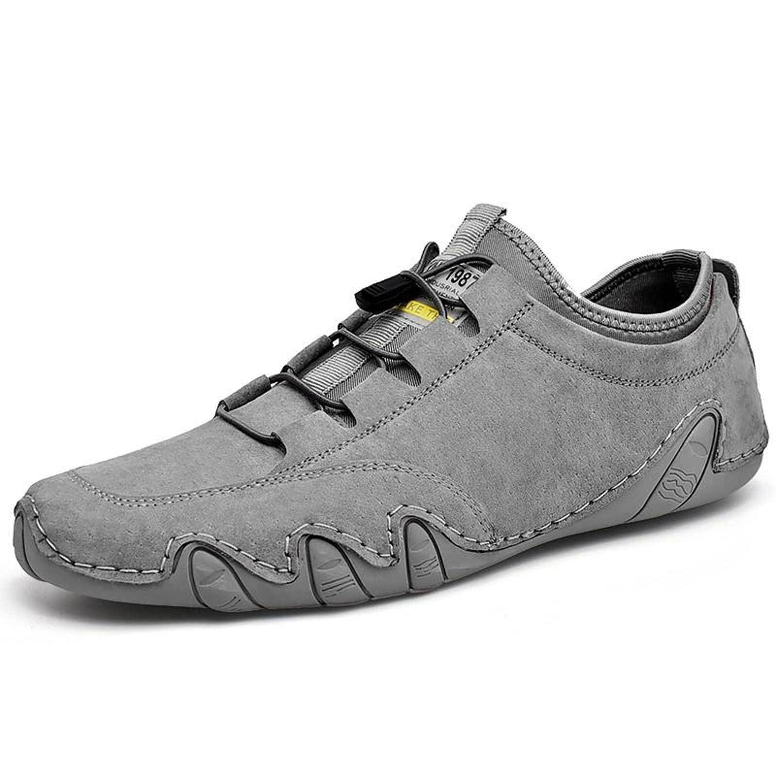2021 New Men's Casual Leather Lace-Up Driving Moccasin Shoes - Breathable Mesh Cowhide Pea Shoes for Spring & Summer | Perfect for Daily Wear, Office & Outdoor Activities
