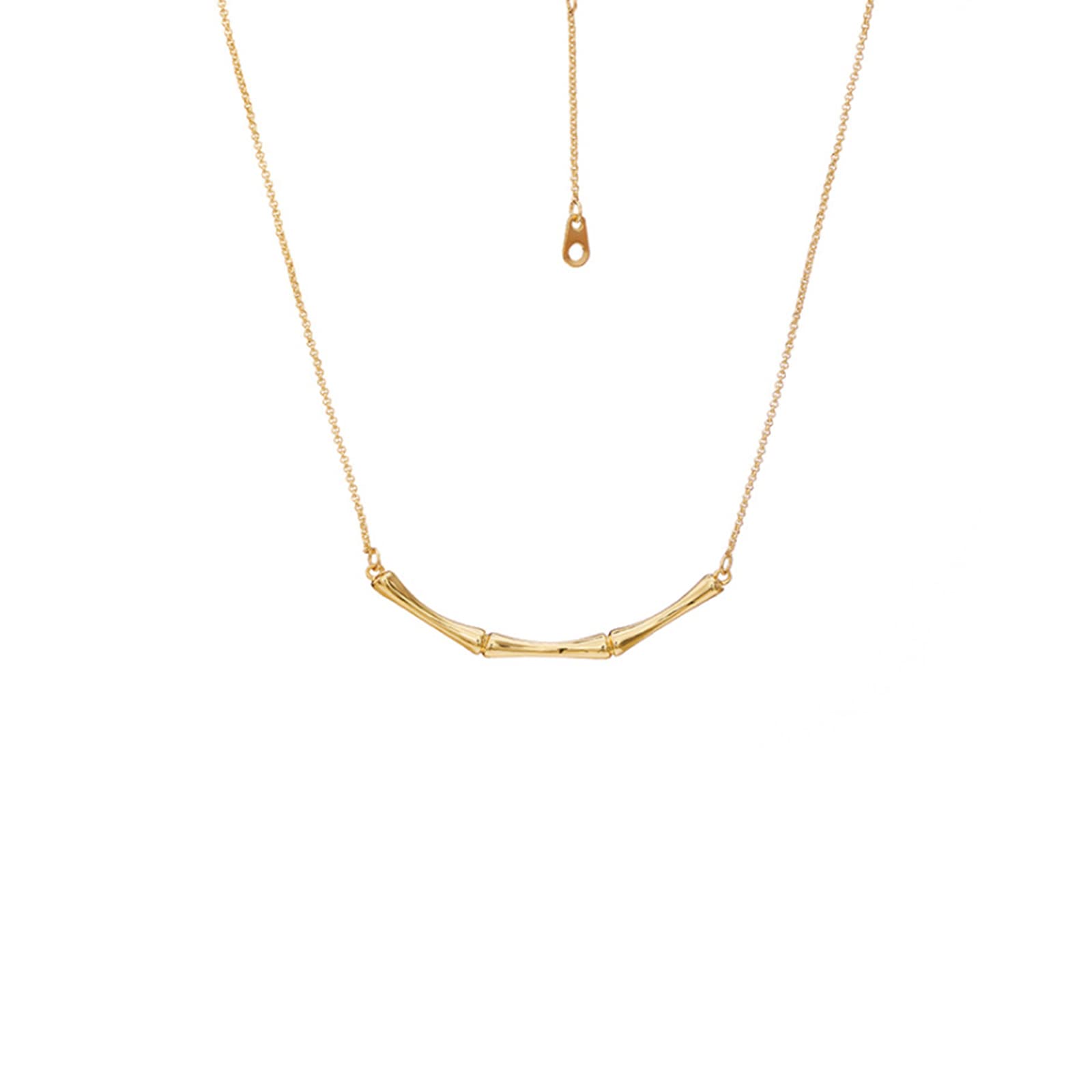 Elegant Light Gold Plated Bamboo Clavicle Chain Necklace for Women - Hypoallergenic Dainty Jewelry - Perfect for Everyday Wear, Date Nights & Special Occasions