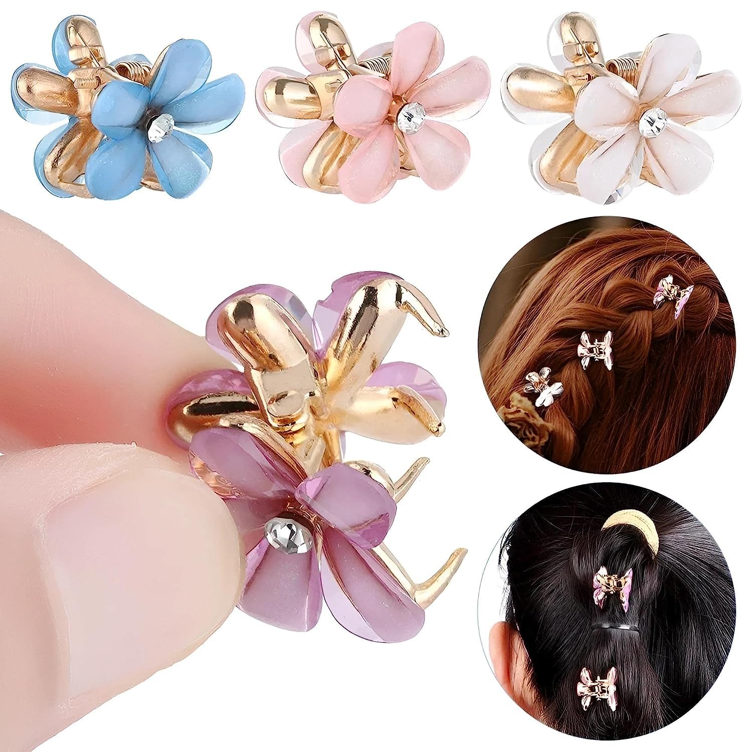 Delightfull Wears Small Hair Clips 6Pcs - Women's Tiny Butterfly & Flower Hair Claw Clips Set - Cute Hair Accessories for Girls, Women - Perfect for School, Work, Parties & Everyday Styling