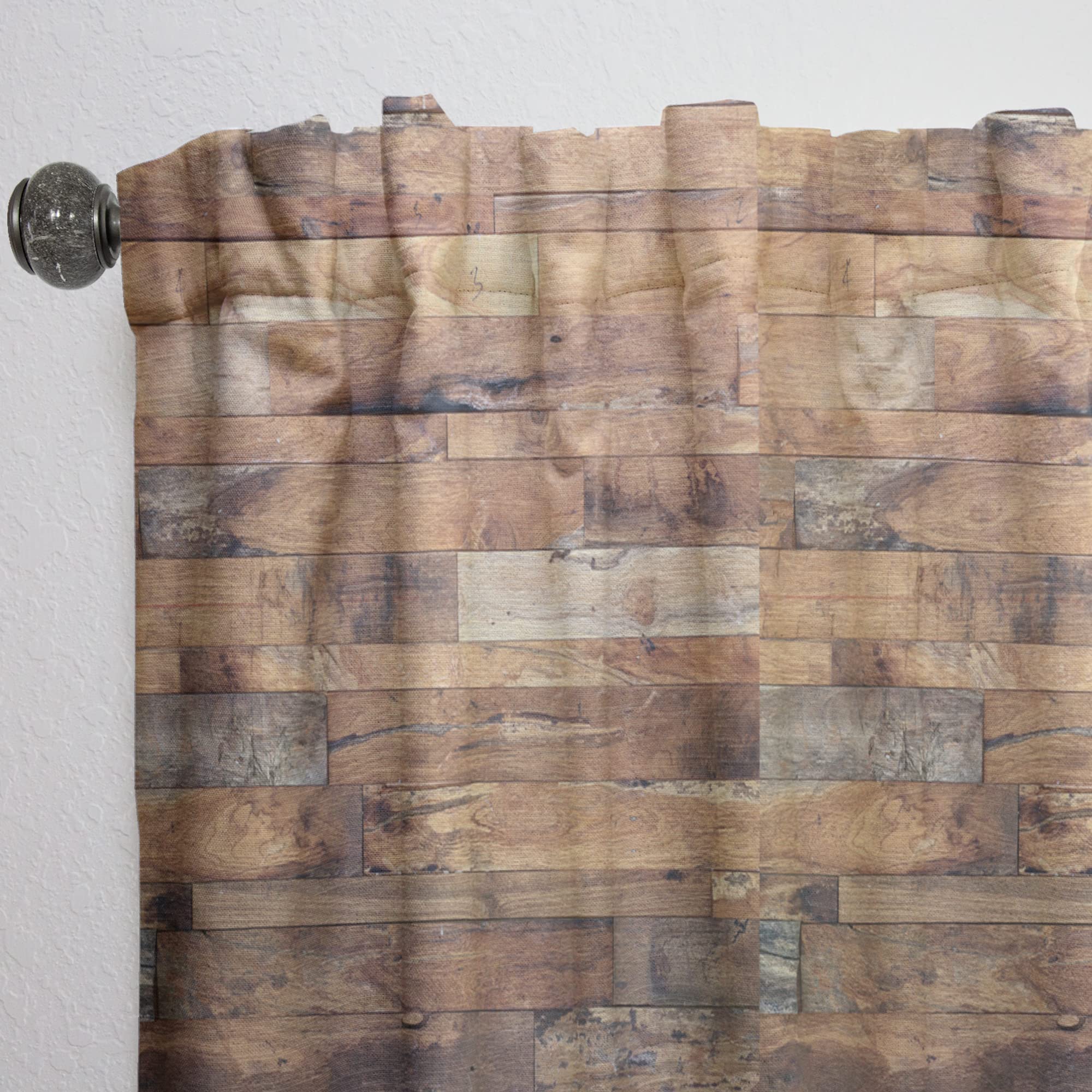 DesignQ Brown Wood Texture Thermal Insulated Curtains - Single Panel 52x63 - Blackout Drapes for Bedroom & Living Room - Perfect for Home Decor, Privacy & Energy Efficiency