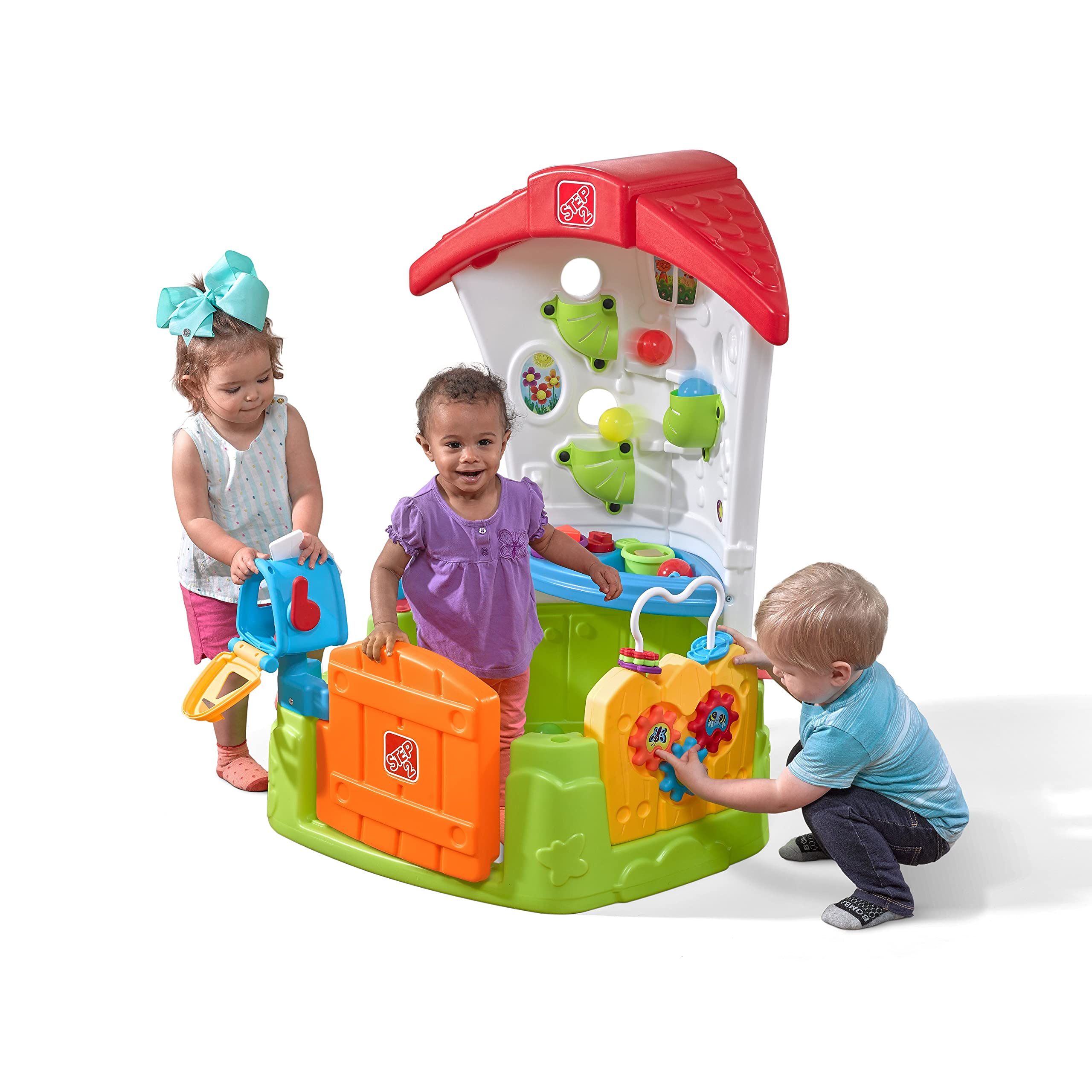 Step2 Toddler Corner Playhouse - Indoor & Outdoor Kids Play Gym with Toy Kitchenette & 15-Piece Accessories | Durable Plastic Playhouse for Toddlers 1+ Years | Perfect for Backyard, Playroom & Preschool Pretend Play