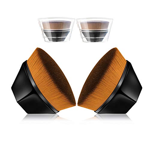 2pcs Professional Foundation Makeup Brush Set - FOLITY Flat Top Kabuki Brush for Liquid, Cream & Powder | Perfect for Blending, Contouring & Flawless Finish | Ideal for Daily Makeup, Professional Use & Travel