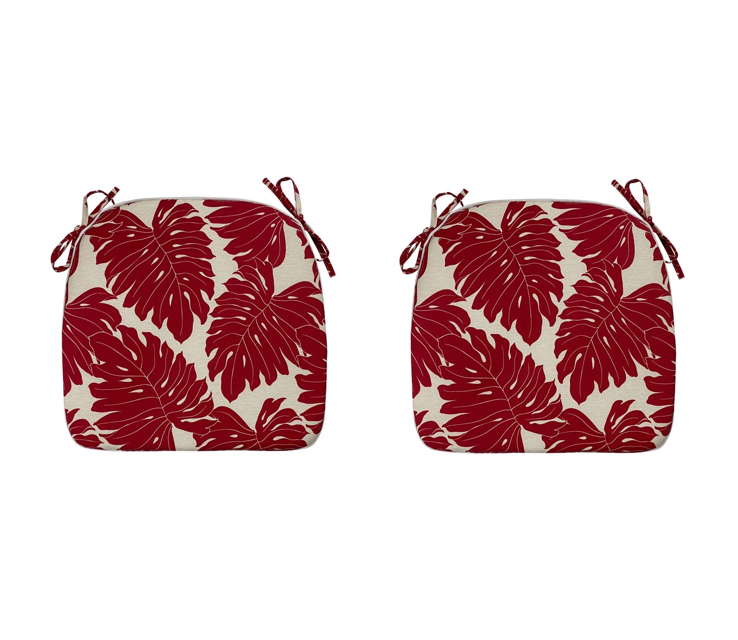 Premium Outdoor Chair Cushions Set of 2 - 16x17 Inch Red U-Shaped Patio Seat Cushions with Secure Ties - Water-Resistant & Durable for Garden, Deck, Balcony, and Home Office Furniture (Perfect for Lounging, Entertaining & Relaxing Outdoors)